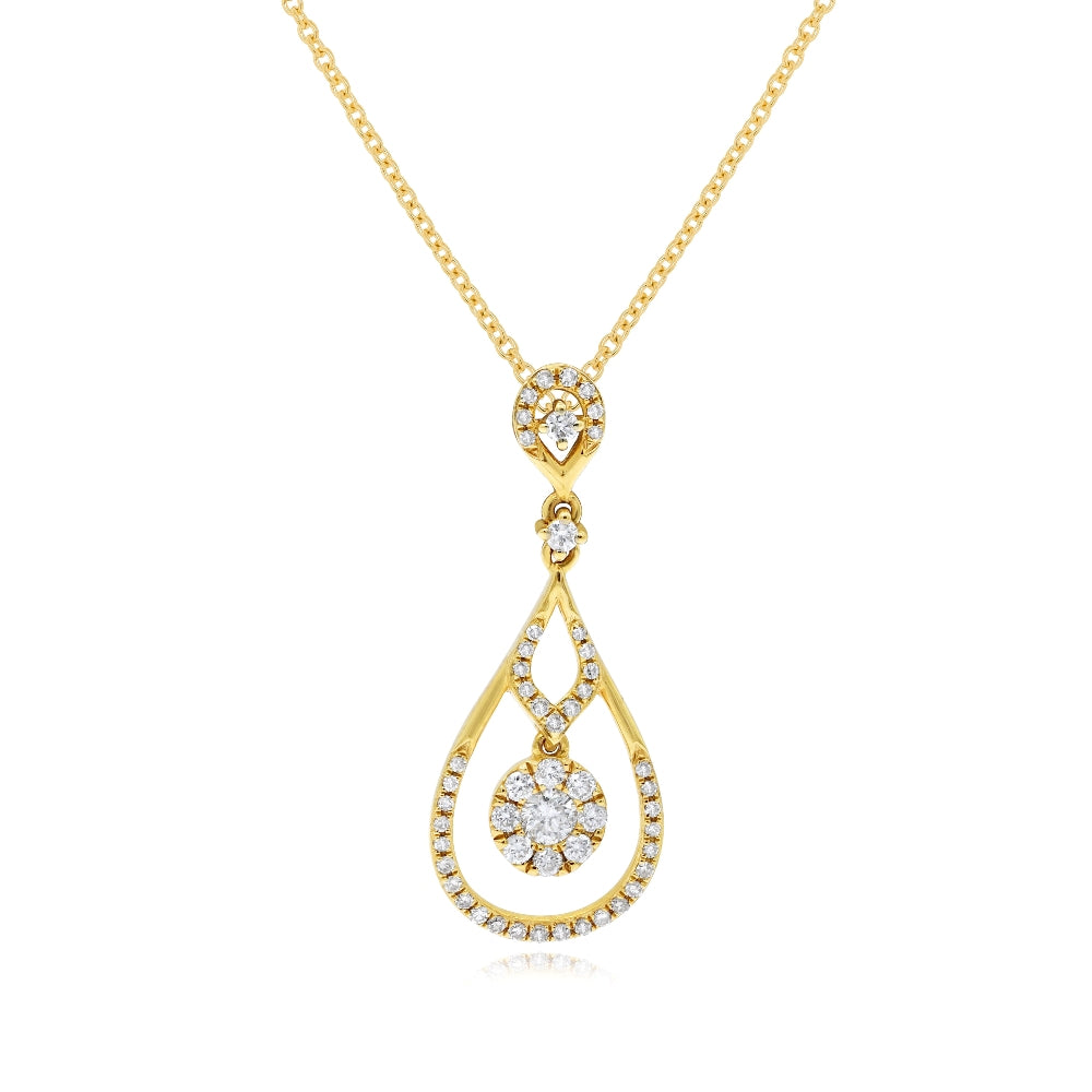 0.54 ct. Diamond 14K Yellow Gold Teardrop Floating Diamond Pendant