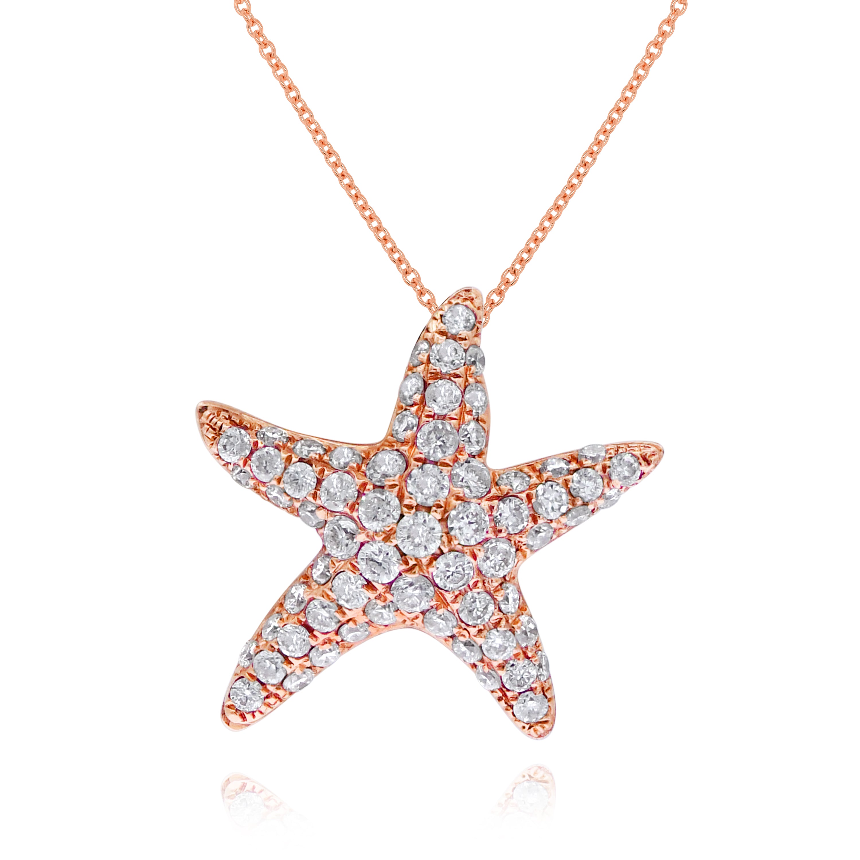 0.25 ct. Diamond 14K Rose Gold Starfish Pendant