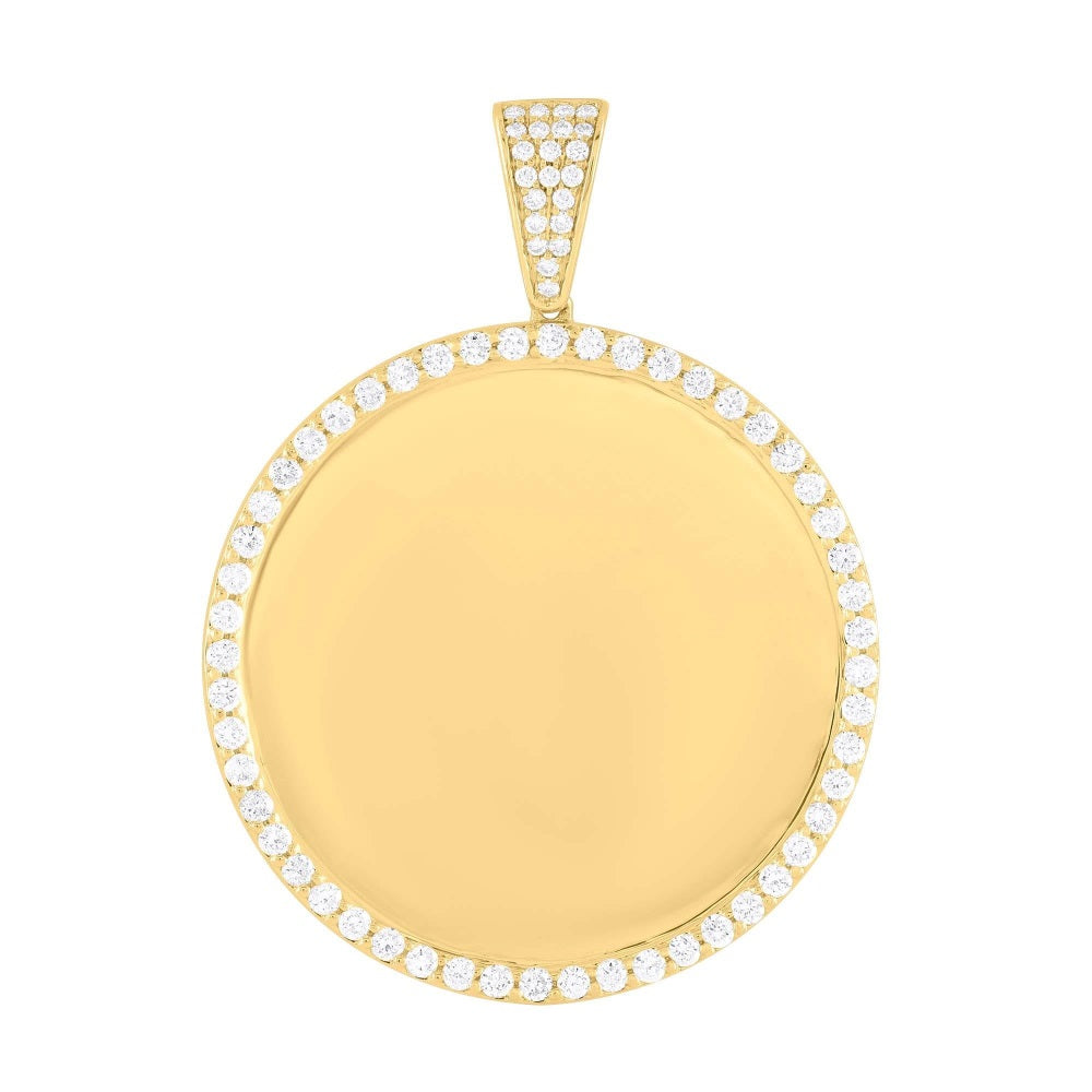1.08 ct. Diamond 14K Yellow Gold Memory Frame Medallion Pendant