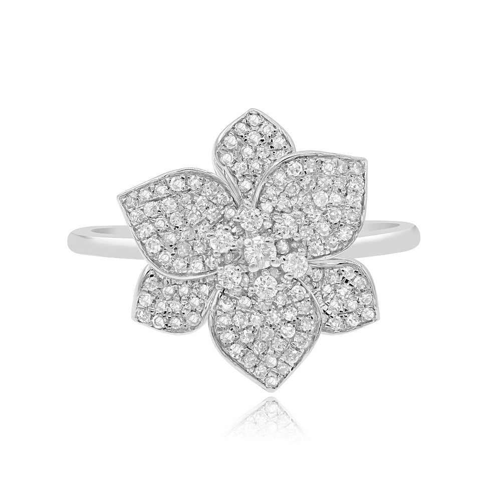 0.47 ct. Diamond 14K White Gold 3D Flower Ring