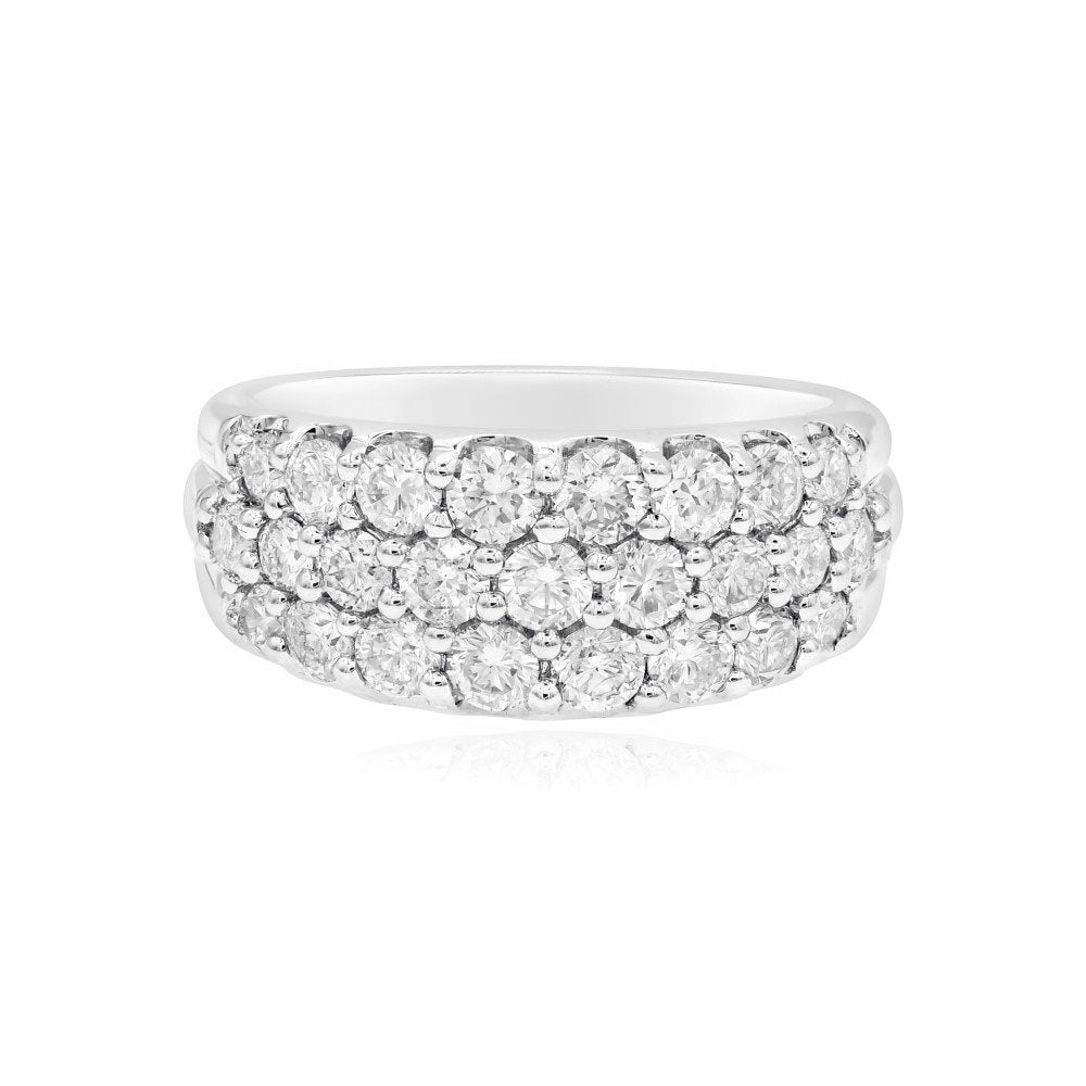 1.88 ct. Diamond 14K White Gold Triple Row Wide Band