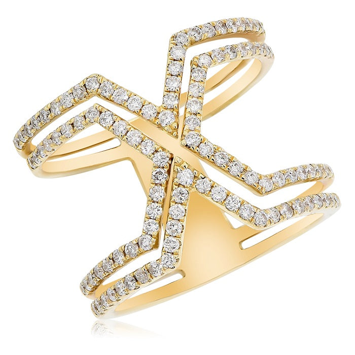 0.75 ct. Diamond 14K Rose Gold Criss Cross Open Cuff Ring