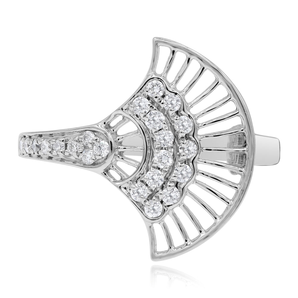 0.22 ct. Diamond 14K White Gold Fan Shape Ring
