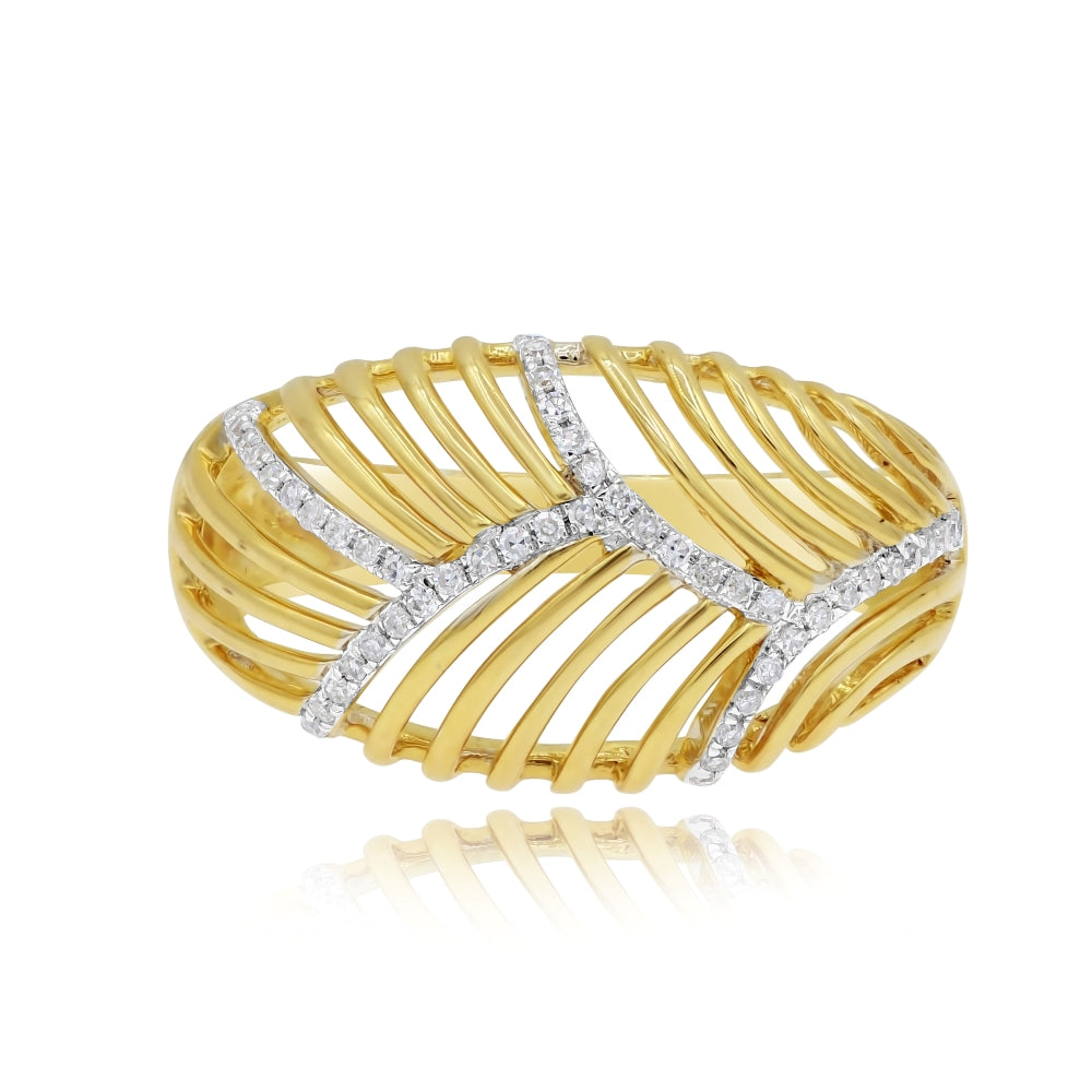 0.15 ct. Diamond 14K Yellow Gold Pave Leaf Ring