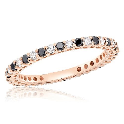 0.43 ct. Black Diamond & 0.41 ct. Diamond 14K Rose Gold Eternity Band