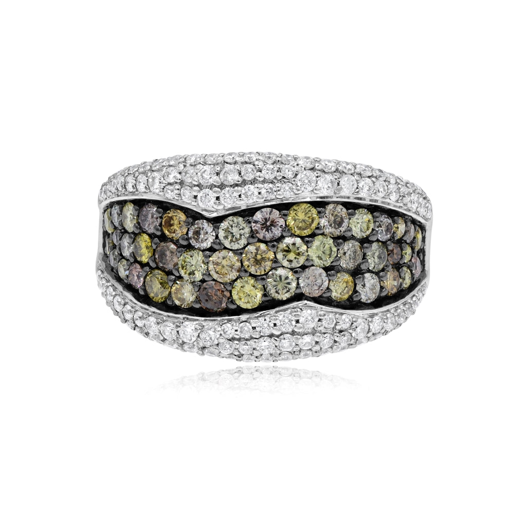 1.3 ct. Brown Diamond & 0.75 ct. Diamond 18K White Gold Cluster Ring