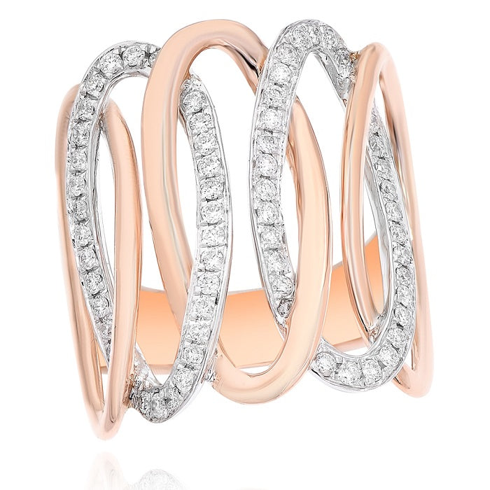 0.91 ct. Diamond 18K Rose Gold Pave Interlocking Ovals Diamond Ring