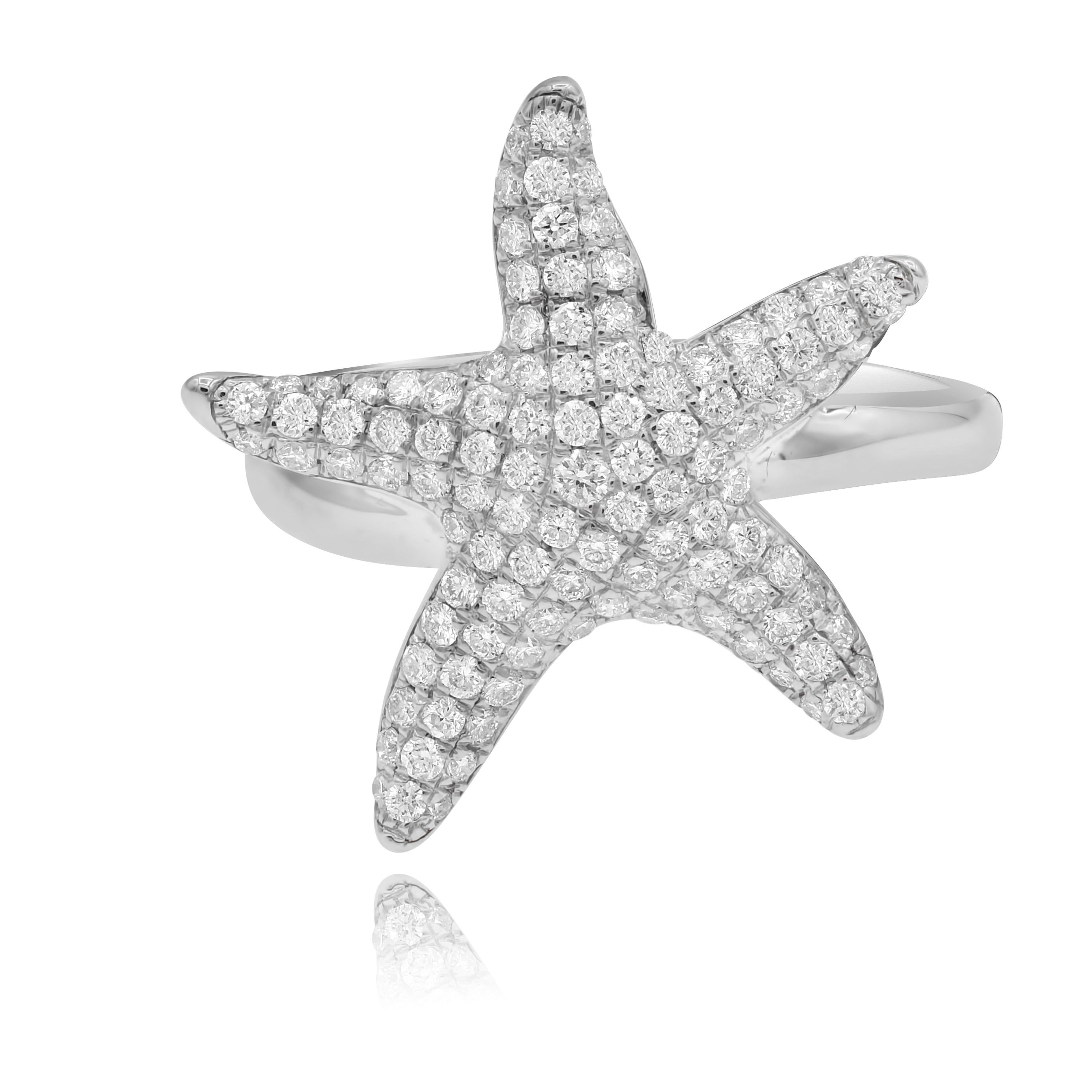0.76 ct. Diamond 14K White Gold Starfish Ring