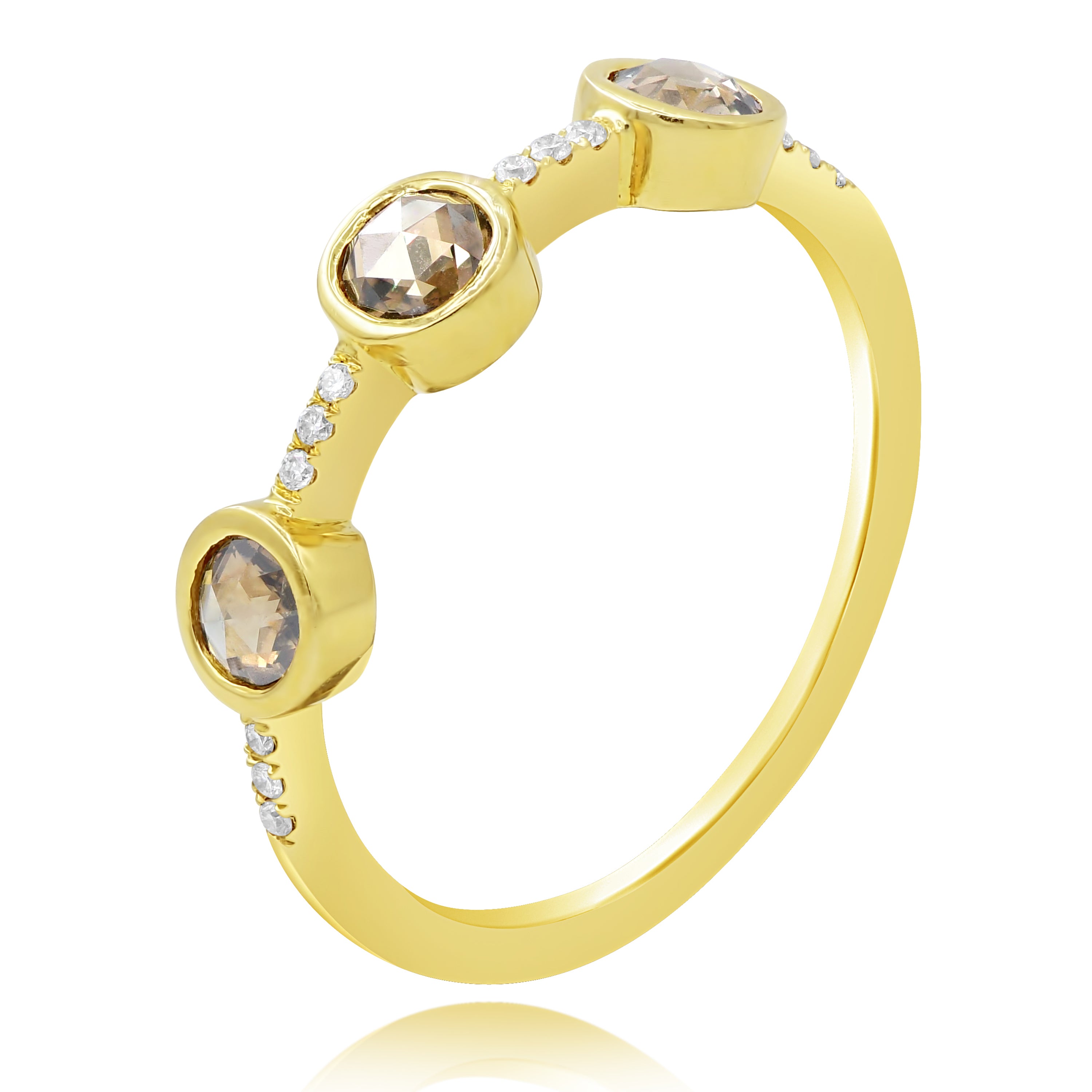 0.51 ct. Brown & White Diamond 18K Yellow Gold Ring