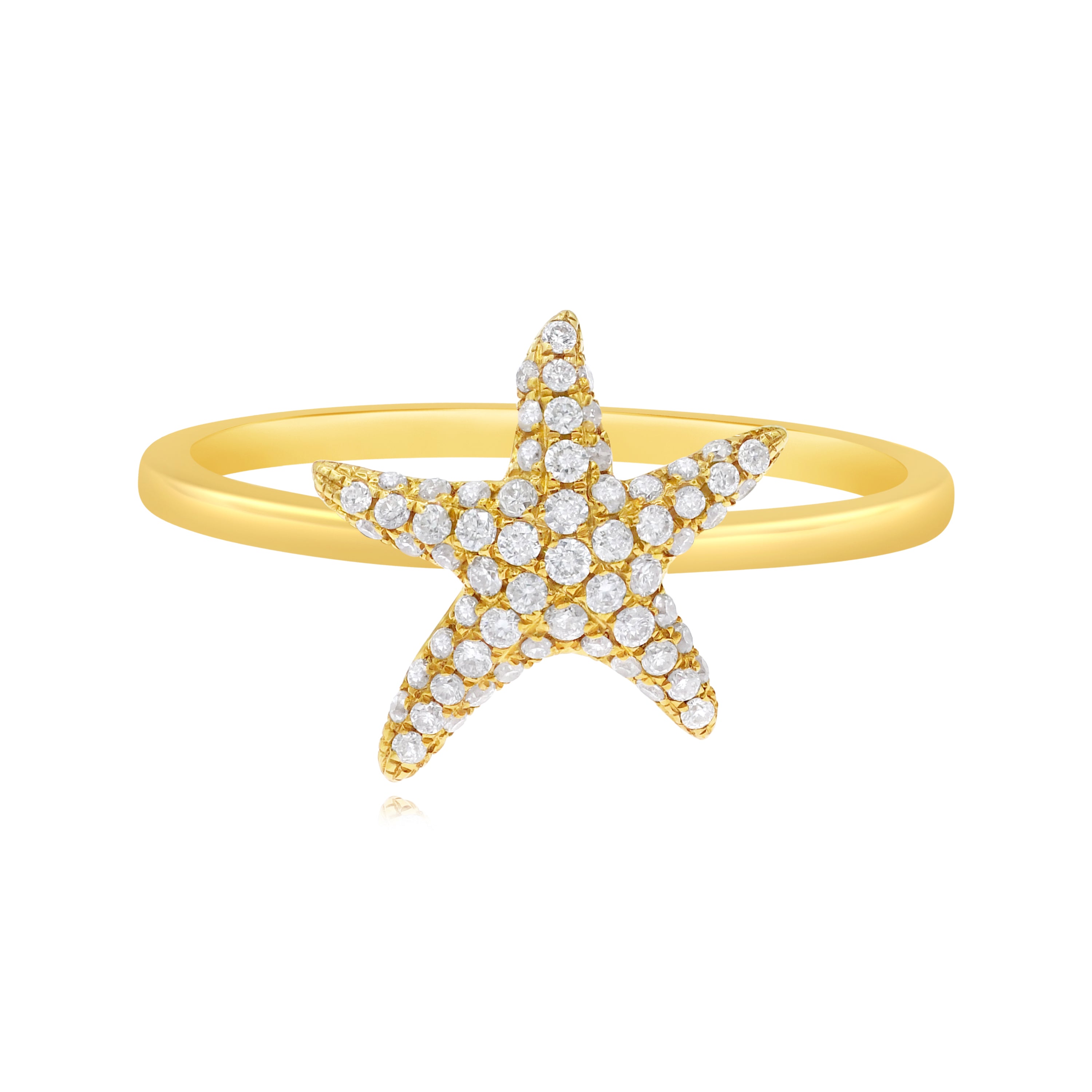 0.25 ct. Diamond 14K Yellow Gold Starfish Ring