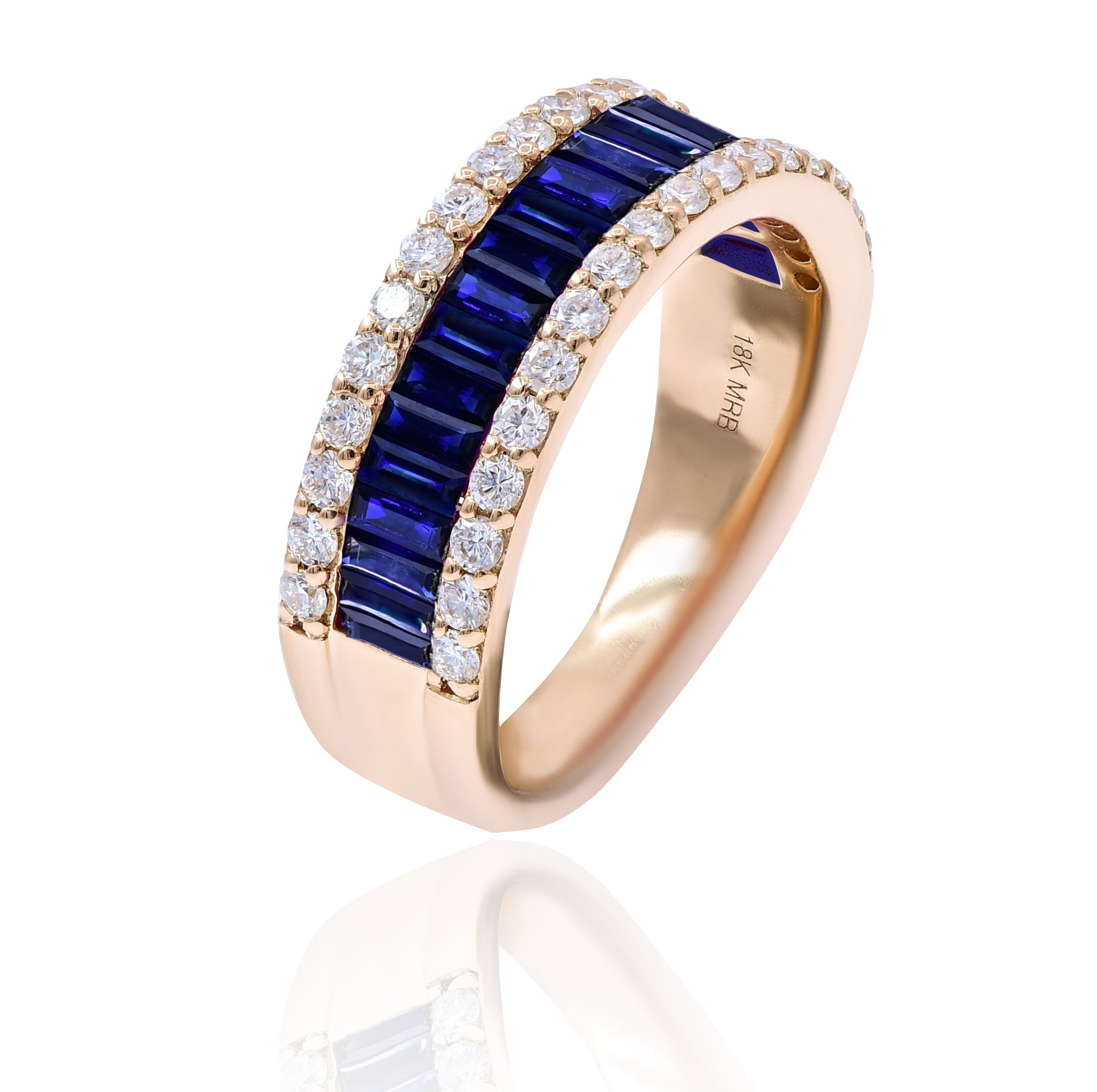 1.58 ct. Sapphire & 0.63 ct. Diamond 18K Rose Gold Half Eternity Band