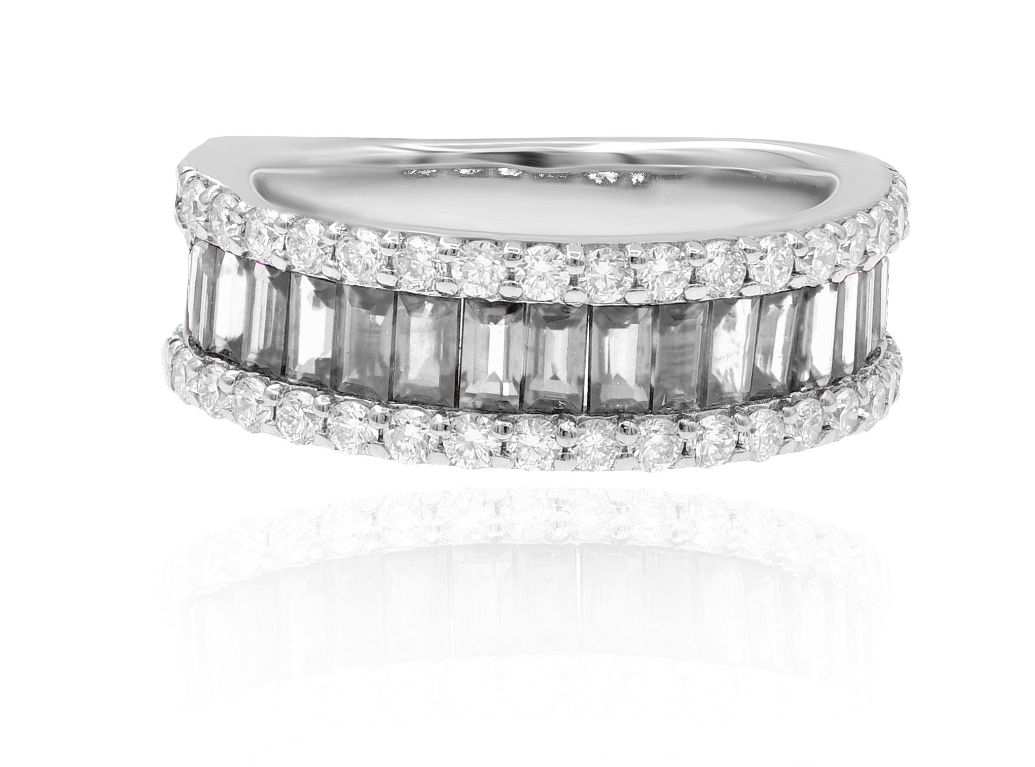1.43 ct. Diamond 14K White Gold Triple Row Half Eternity Band