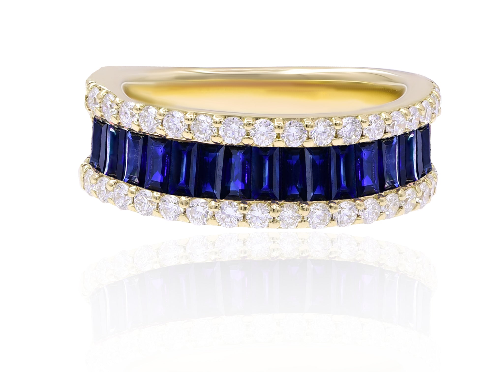 2.24 ct. Sapphire & 0.64 ct. Diamond 18K Yellow Gold Half Eternity Band