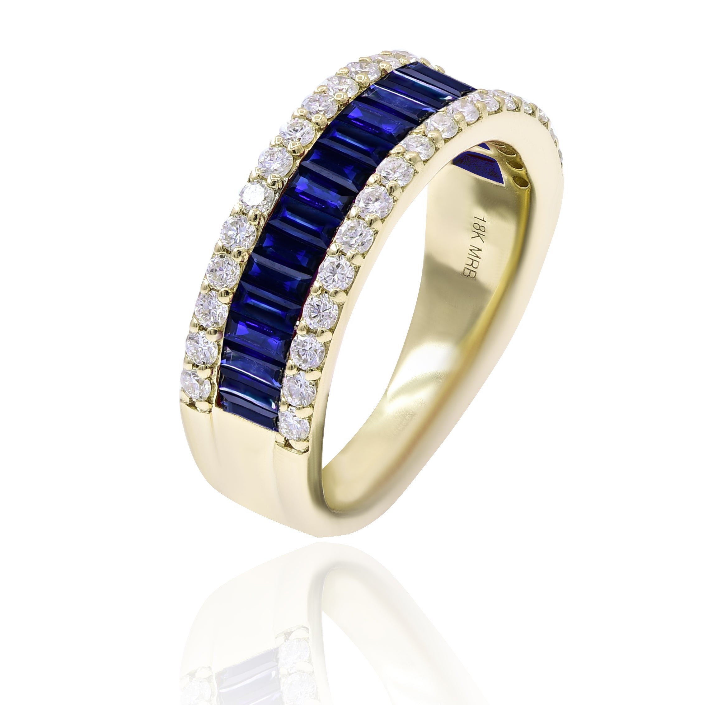 2.24 ct. Sapphire & 0.64 ct. Diamond 18K Yellow Gold Half Eternity Band