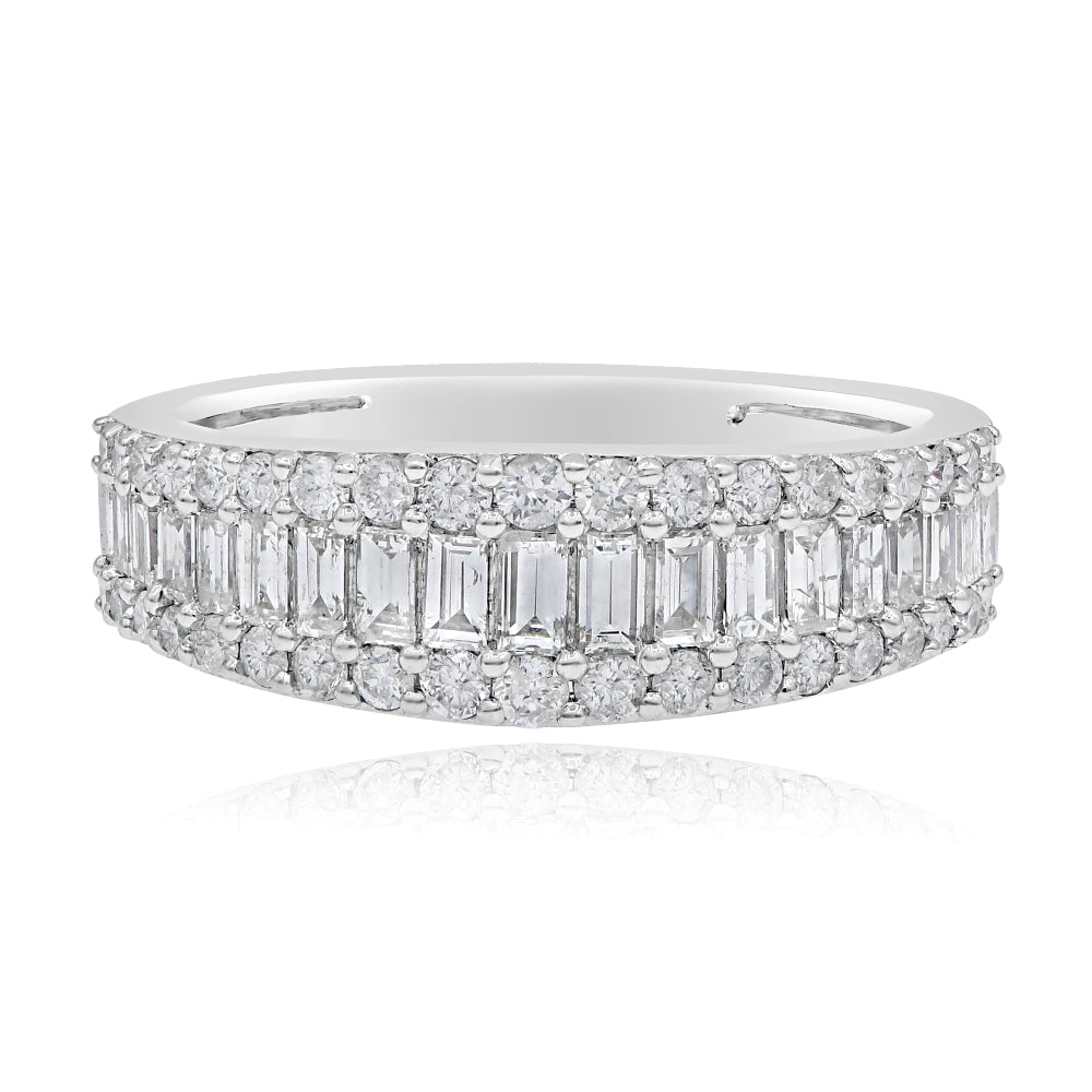 1.51 ct. Diamond 14K White Gold Multi-Row Half Eternity Band