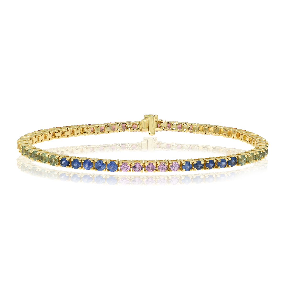 8.36 ct. Rainbow Multi Color Sapphire Tennis Bracelet
