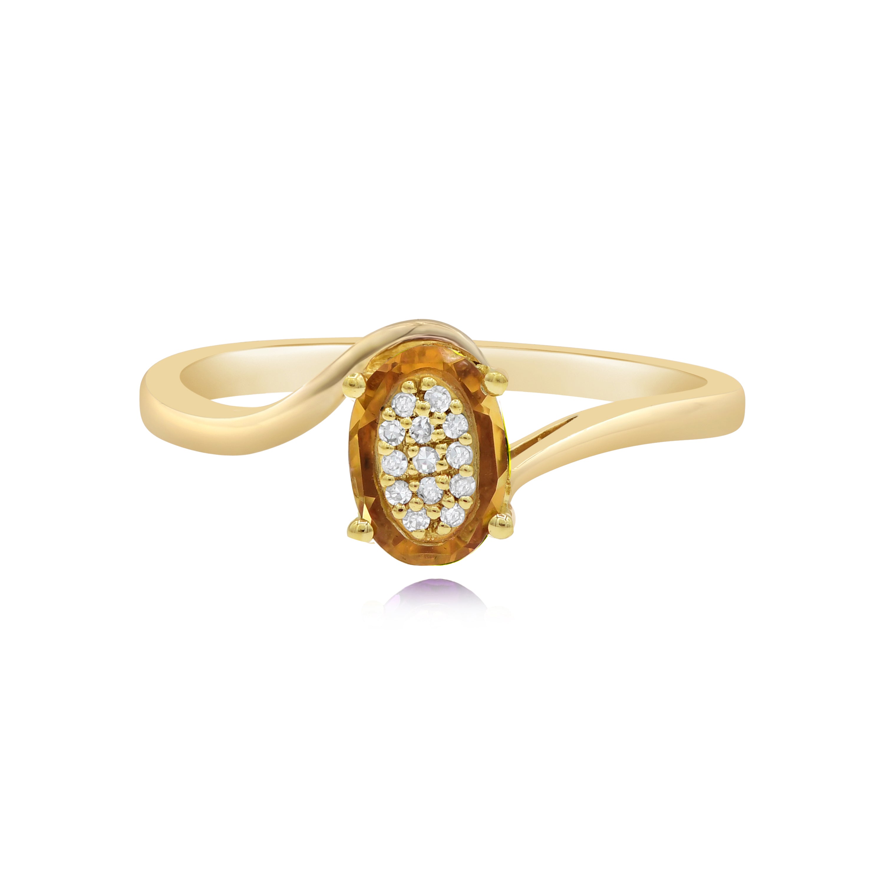 0.64 ct. Citrine & 0.04 ct. Diamond 14K Yellow Gold Ring