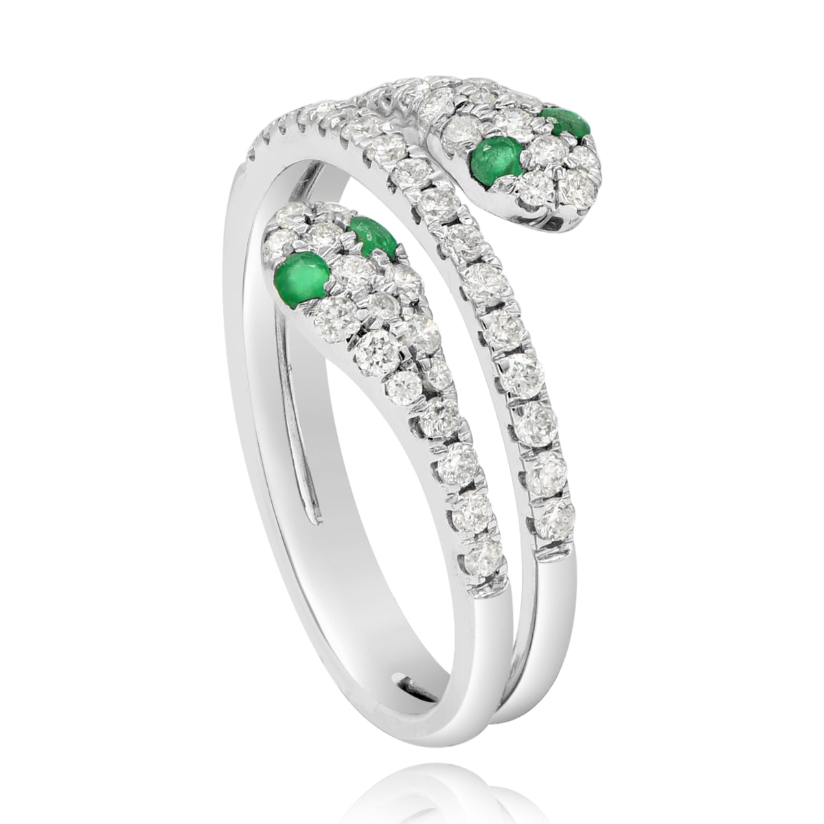 0.1 ct. Emerald & 0.5 ct. Diamond Bypass Style Snake Motif Band