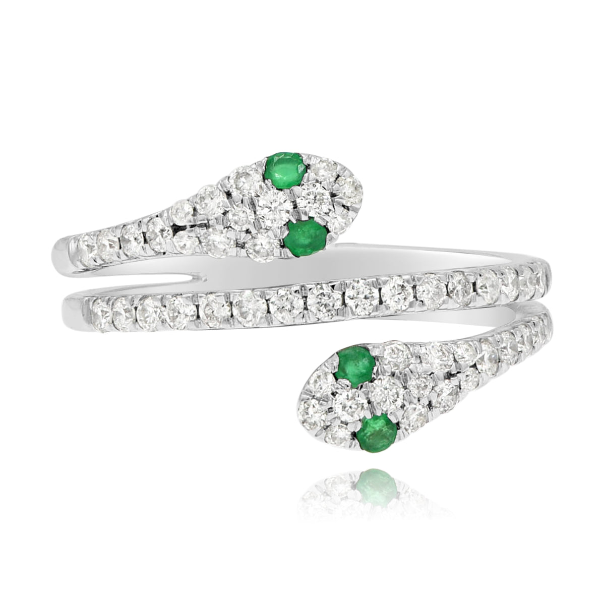 0.1 ct. Emerald & 0.5 ct. Diamond Bypass Style Snake Motif Band