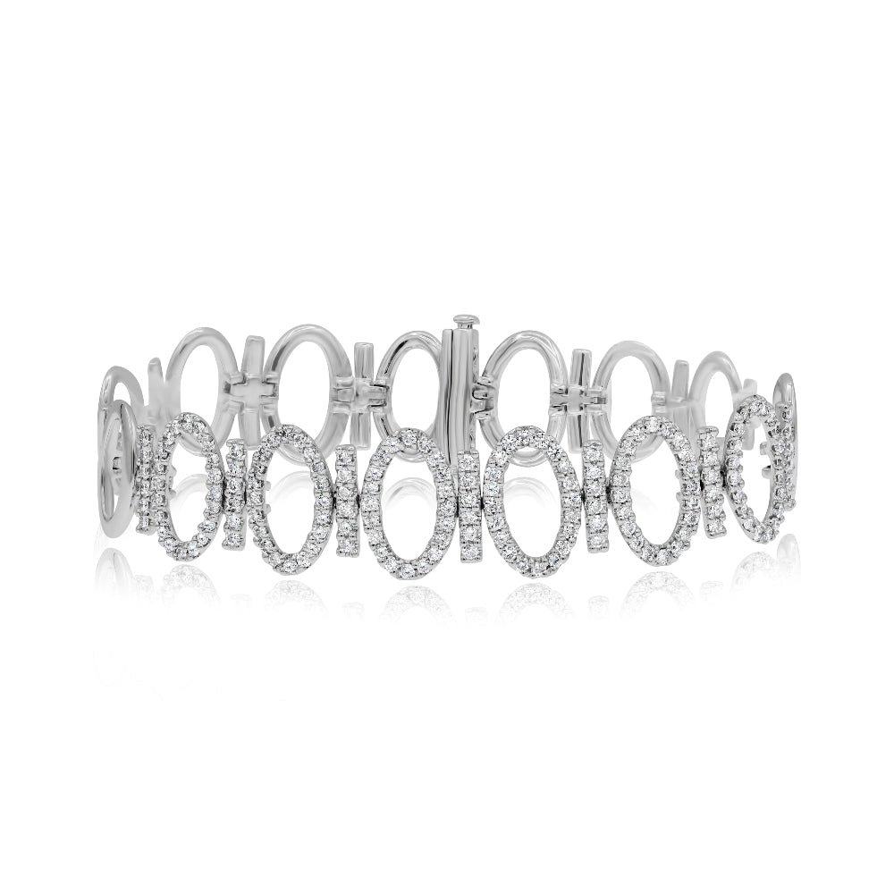 2.46 ct. Diamond 18K White Gold Oval Link Bracelet