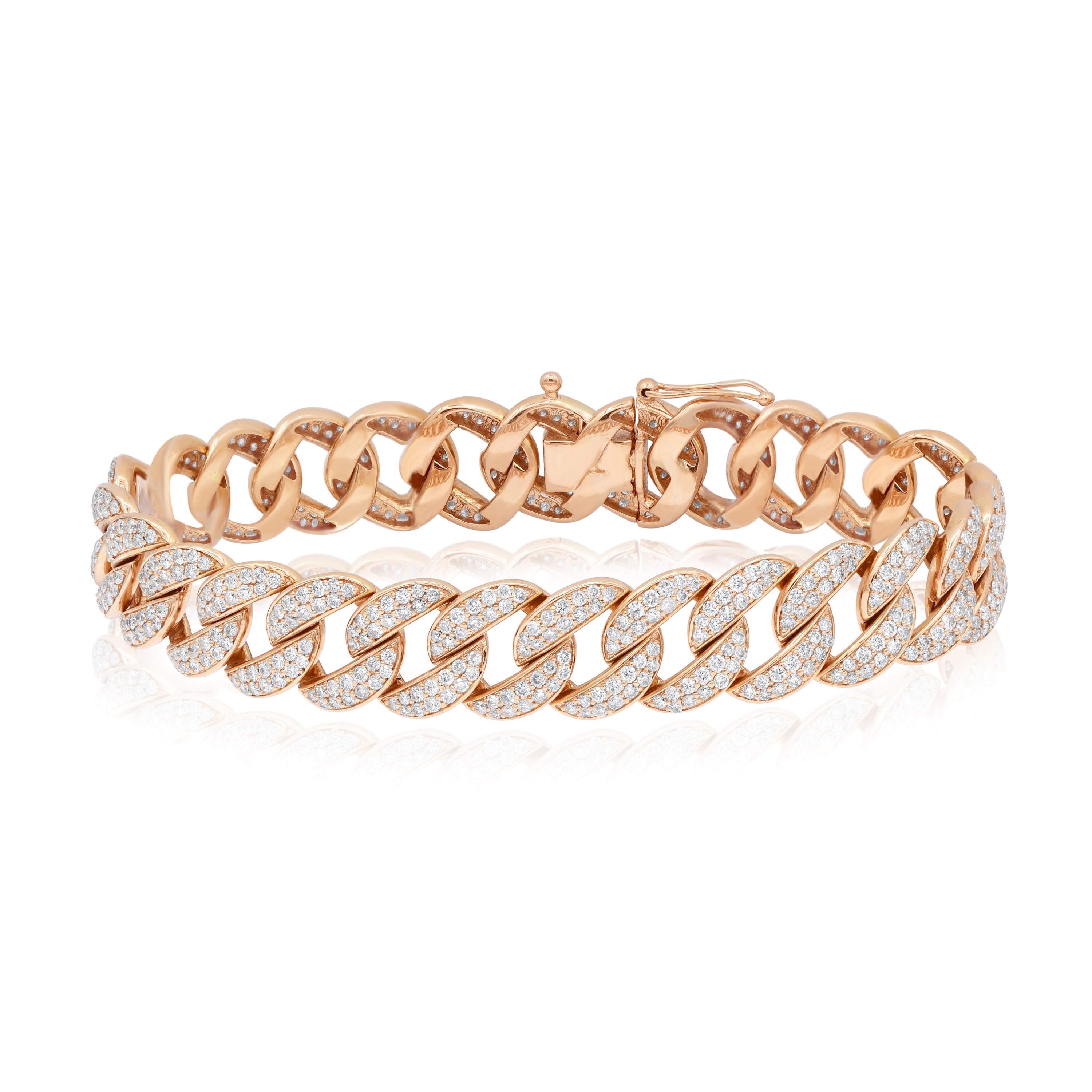 5.63 ct. Diamond 18K Rose Gold Cuban Link Bracelet