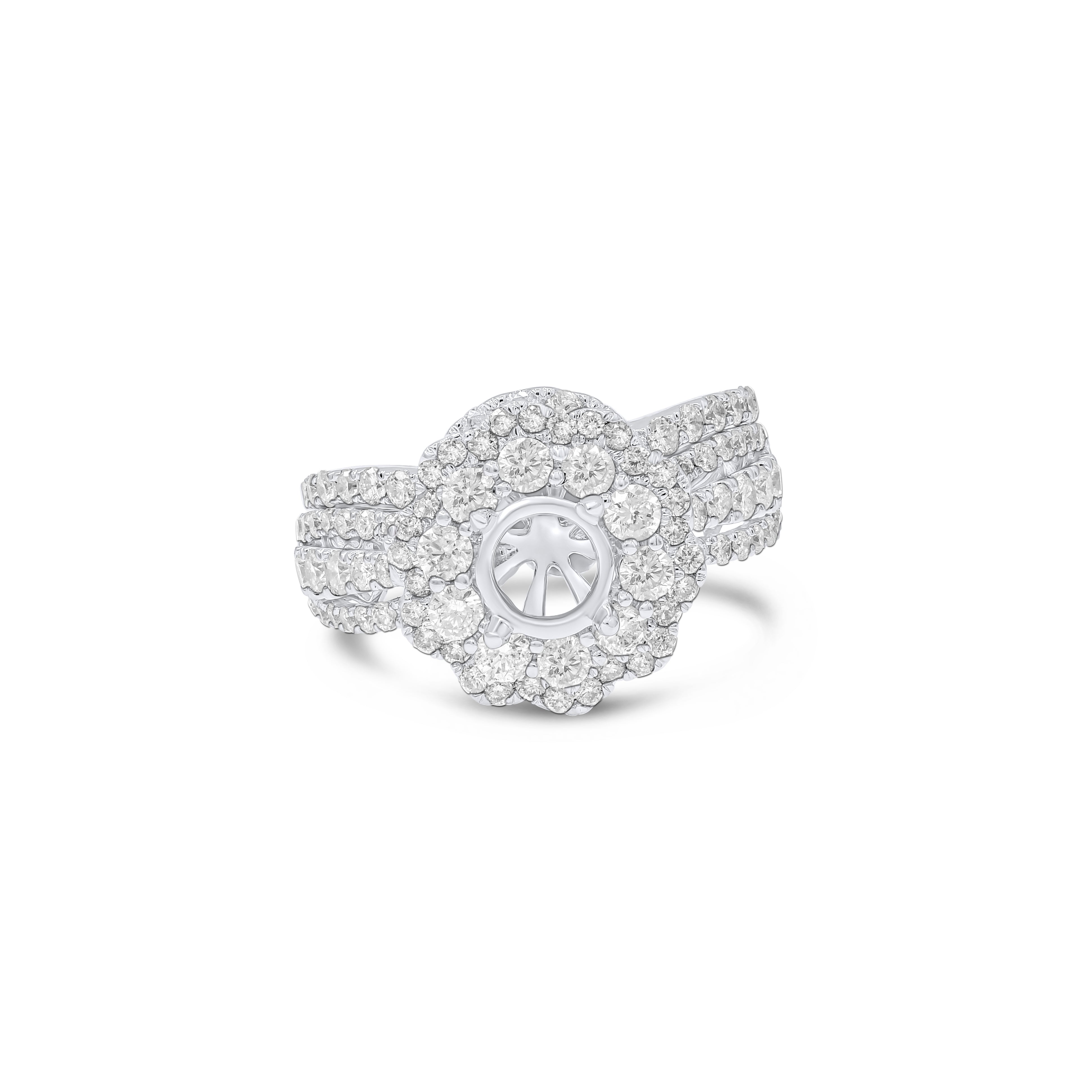 1.76 ct. Diamond 14K Yellow Gold Enagement Ring Mounting With Matching Band