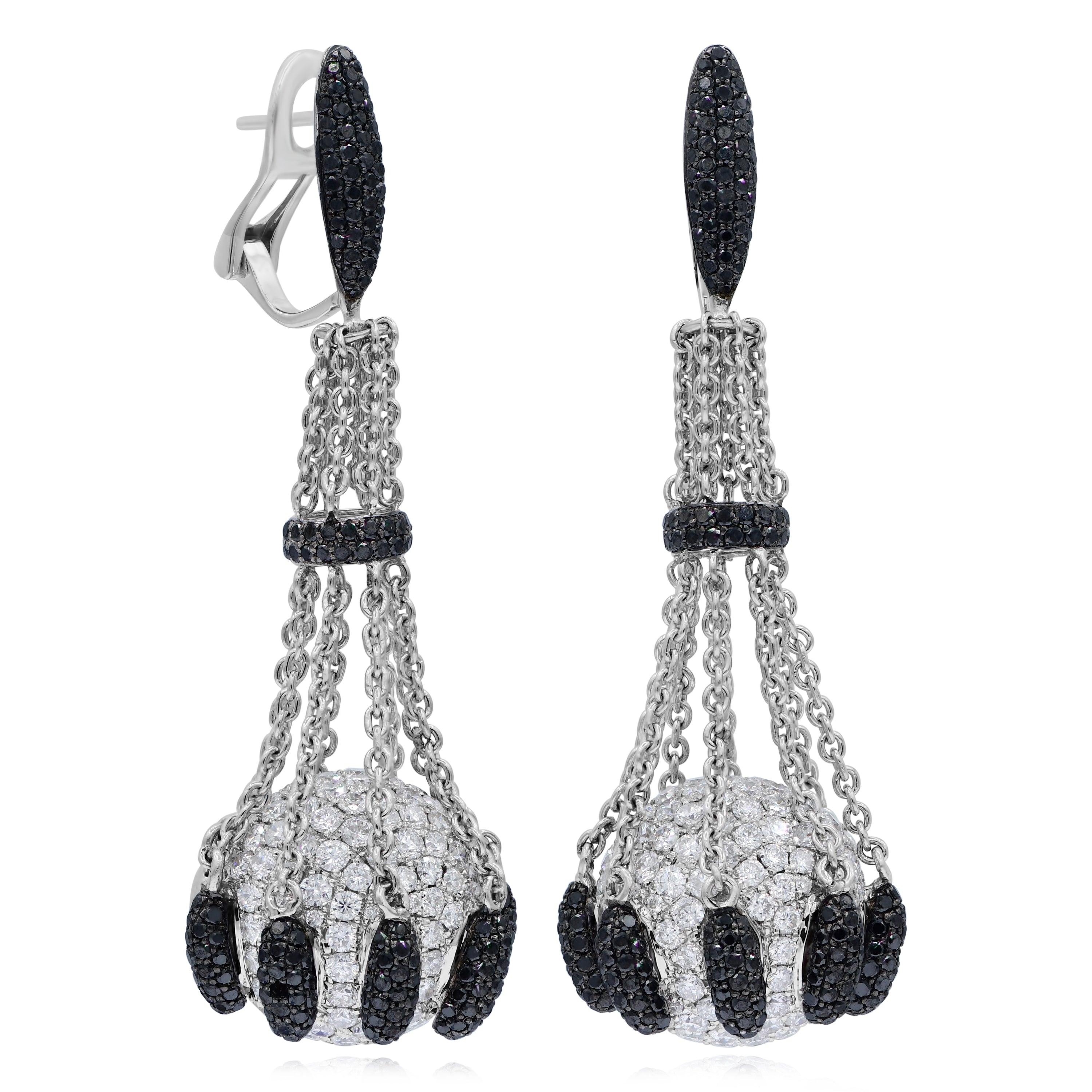 9.6 ct. Black & White Diamond 18K White Gold Drop Earrings
