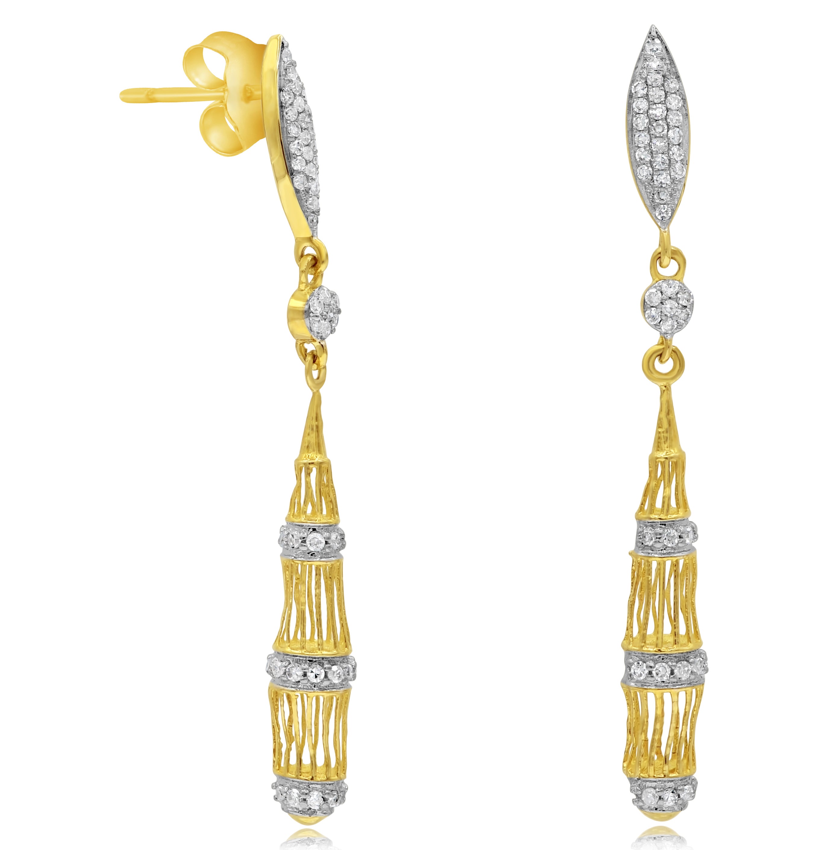 0.27 ct. Diamond 14KTwo Tone Gold Drop Earrings