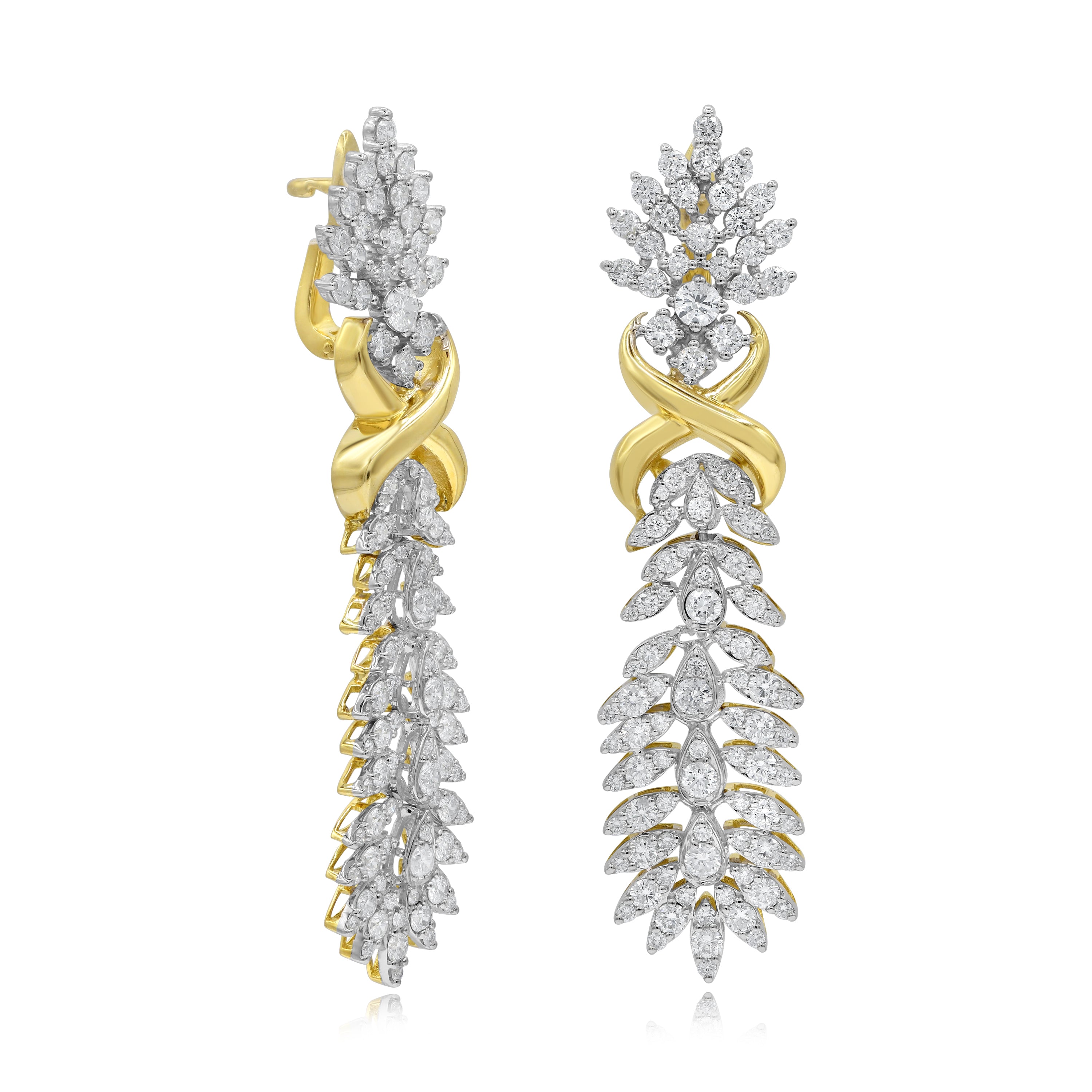 7.12 ct. Diamond 18K Two Tone Gold Pnina Tornai Pear-Shaped Drops Earrings