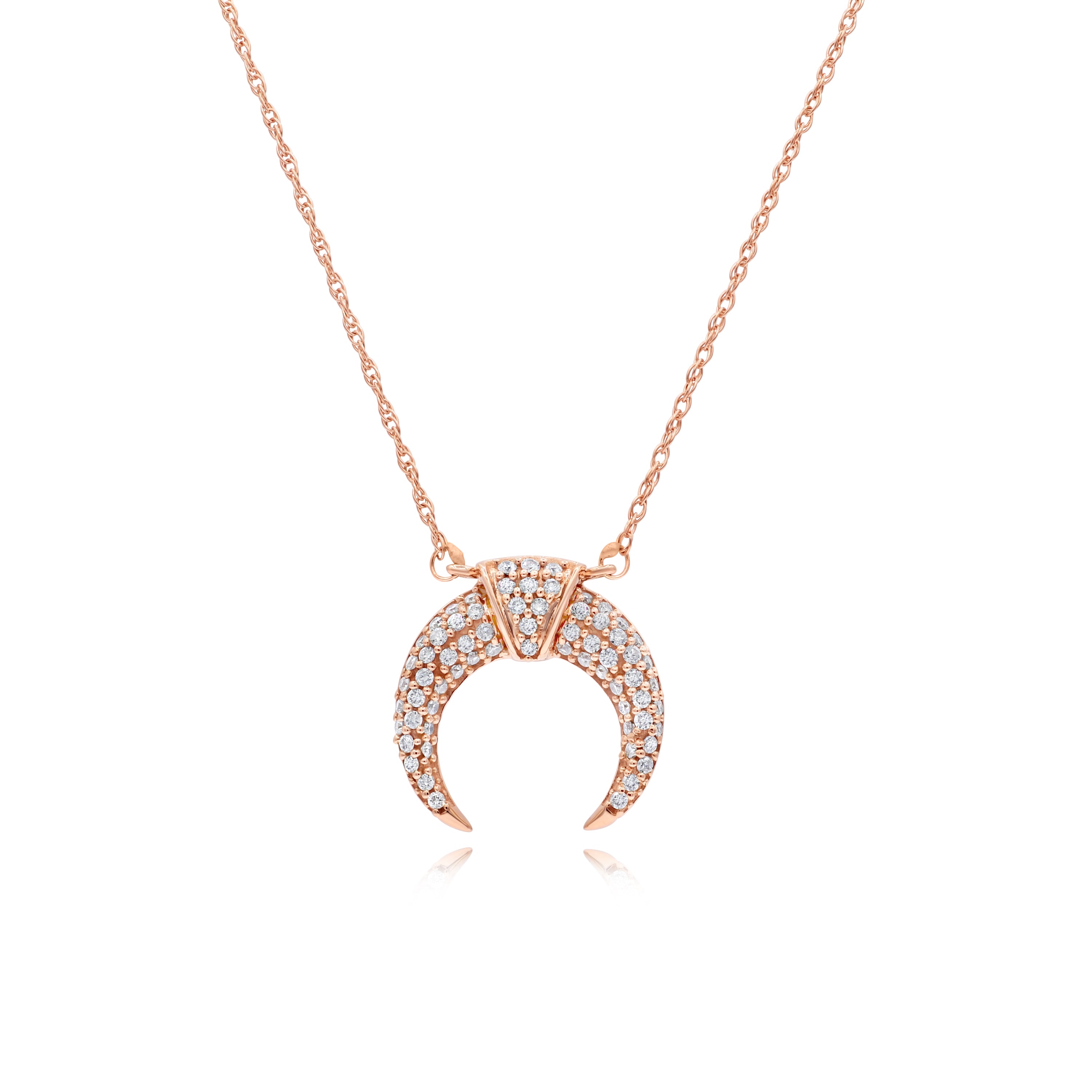 0.3 ct. Diamond 14K Rose Gold Horn Necklace