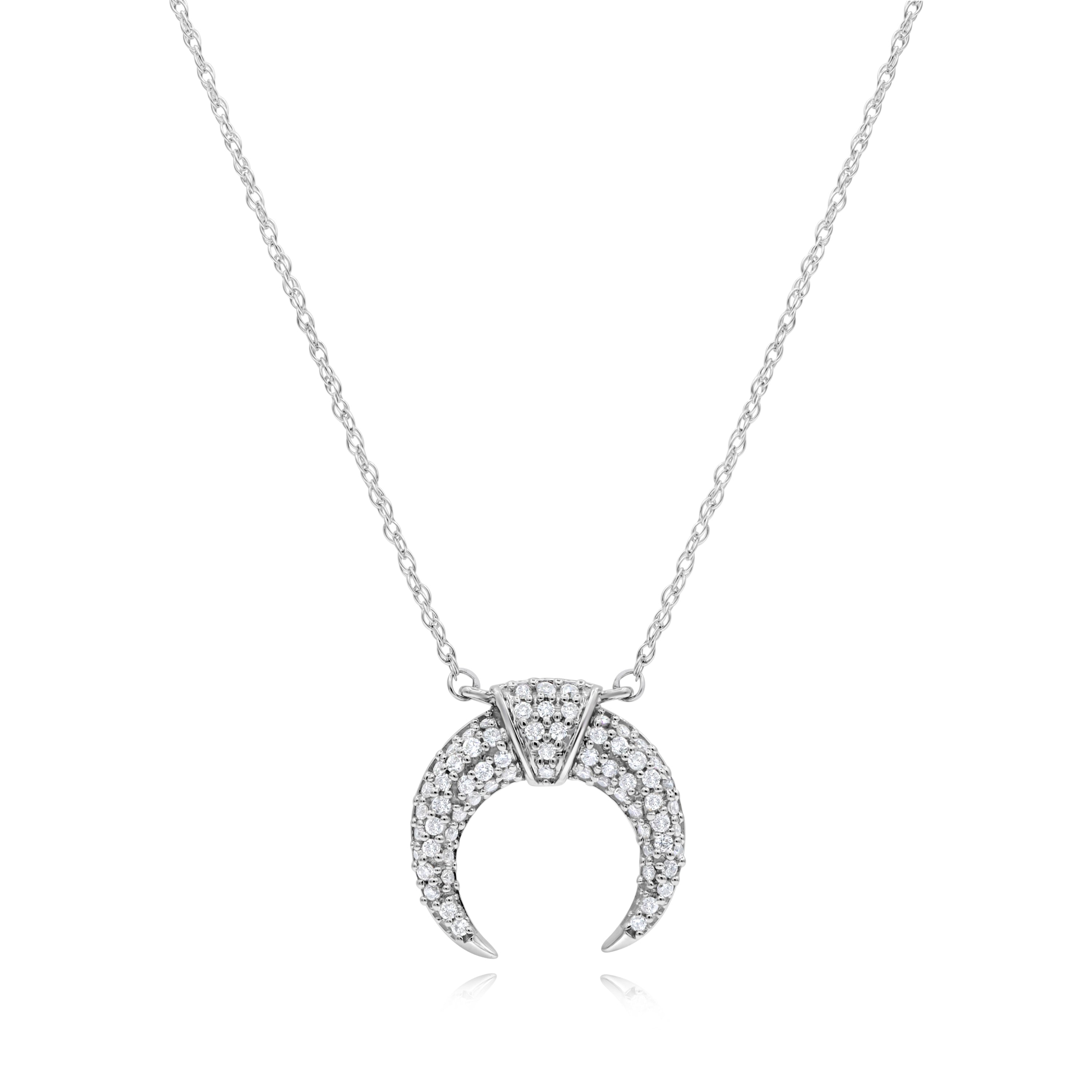0.3 ct. Diamond 14K White Gold Horn Necklace