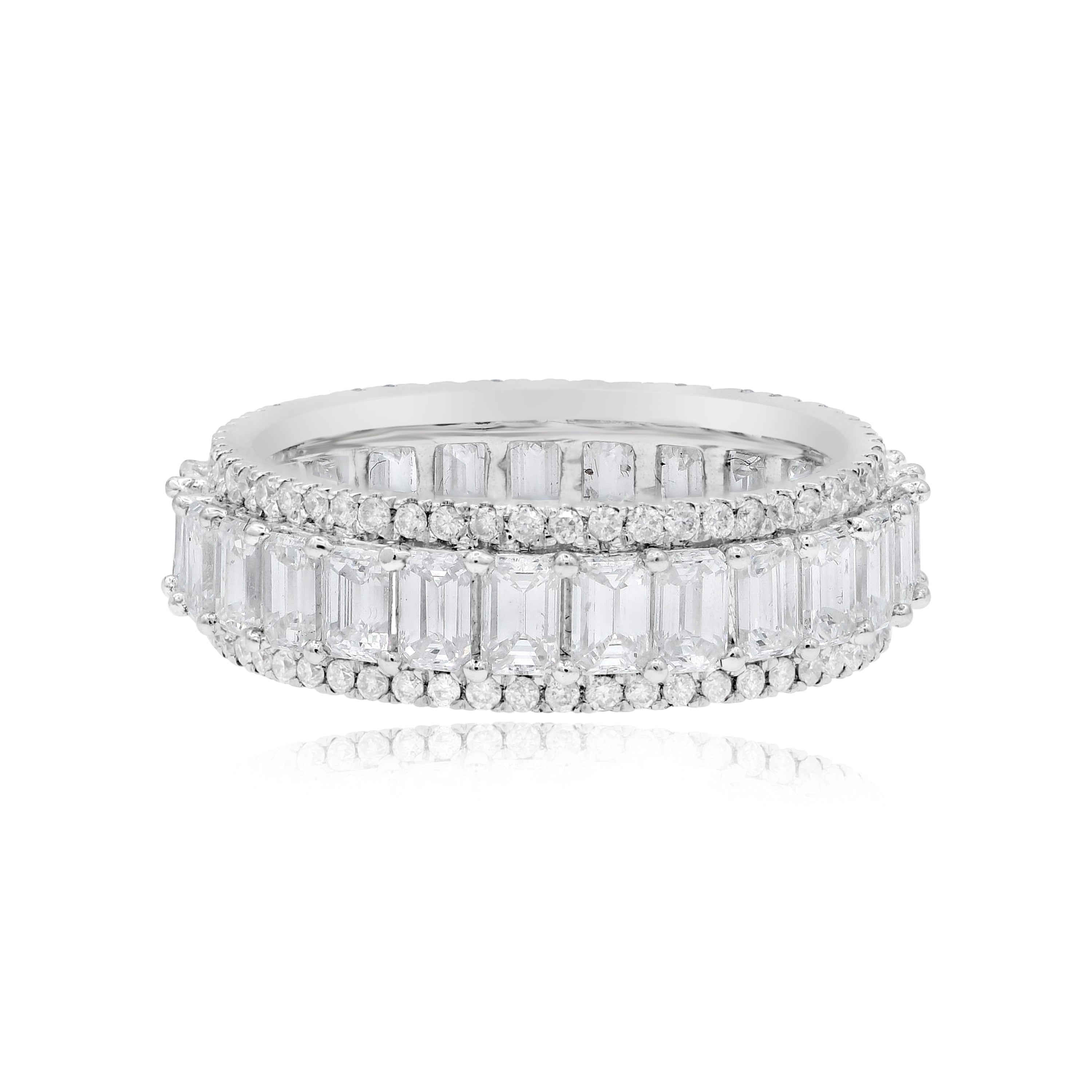 3.75 ct. Diamond 18K White Gold Milgrain Eternity Band