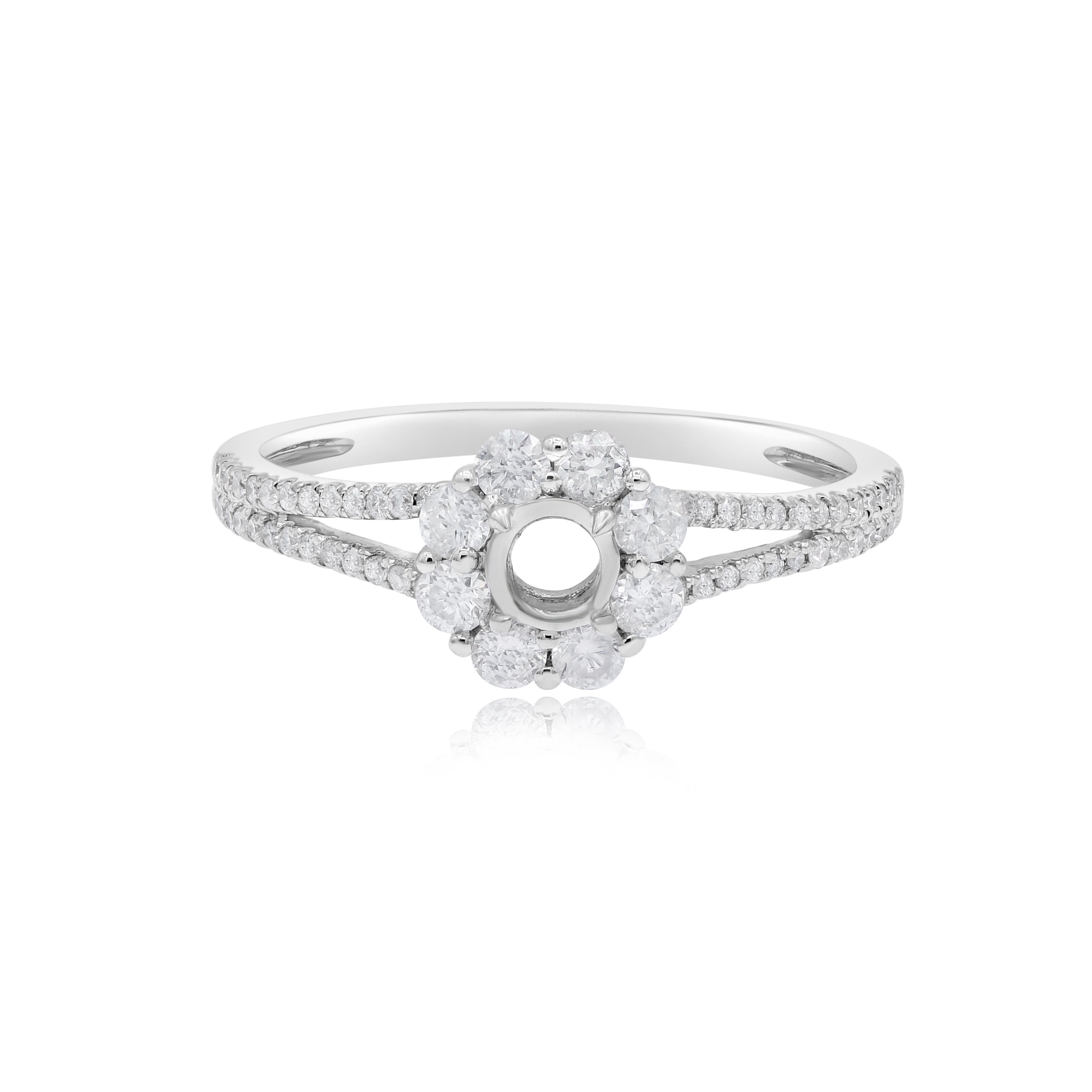 0.48 ct. Diamond 14K White Gold Halo Engagement Ring Mounting