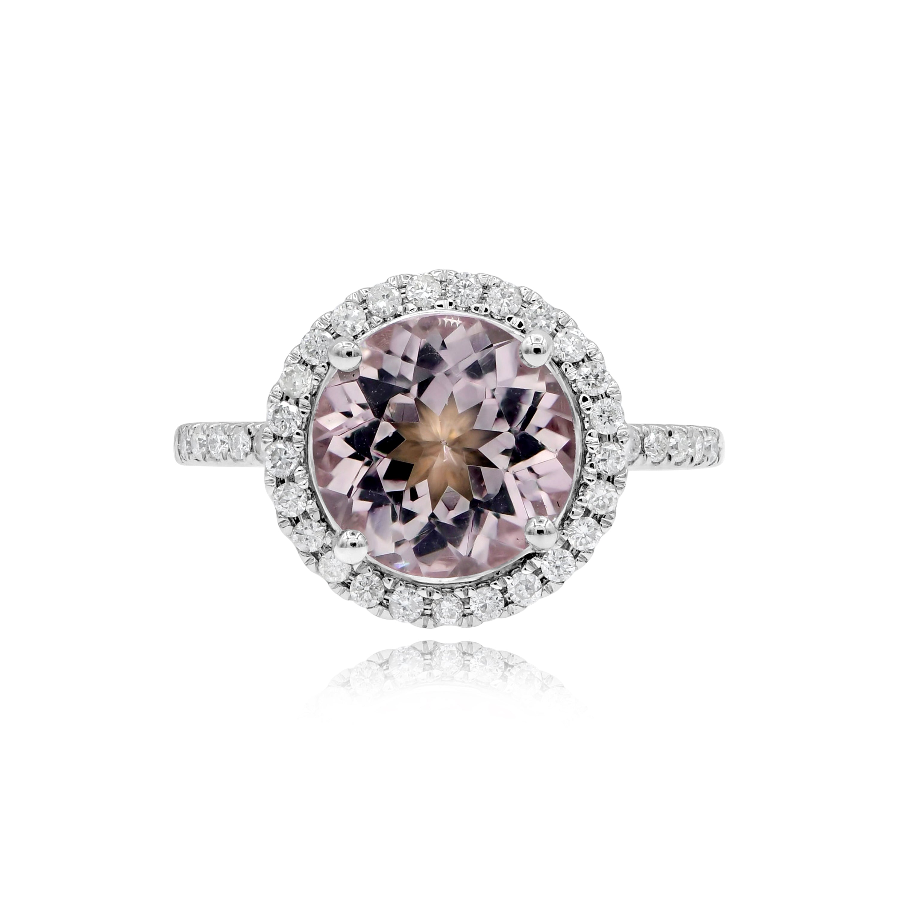 3.31 ct Morganite & Diamond 18K White Gold Halo Ring