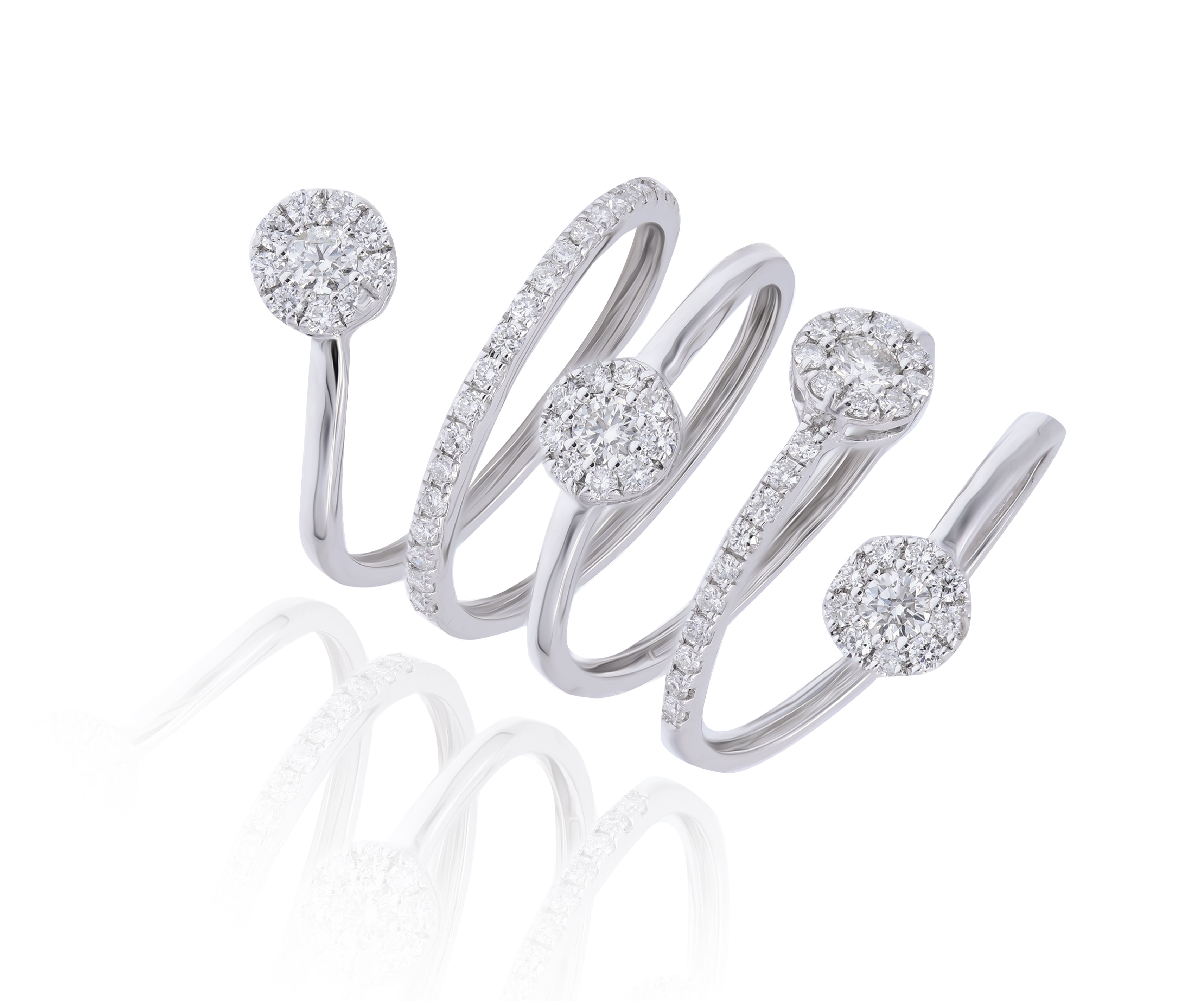 1.07 ct. White Diamond Halo Wrap Around Coil 14K White Gold Ring
