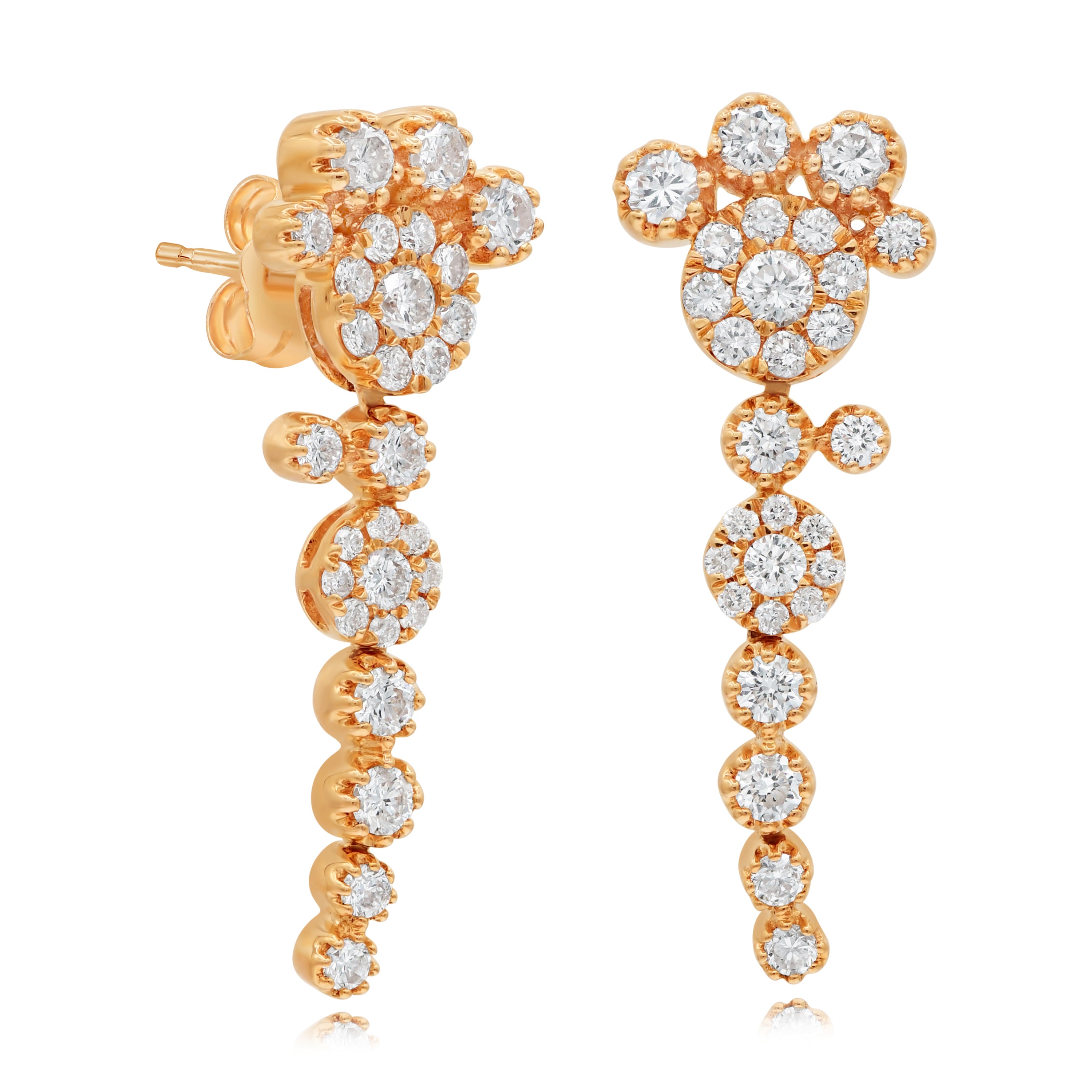 1.2 ct. Diamond 18K Rose Gold Lotus Arc Drop Earrings