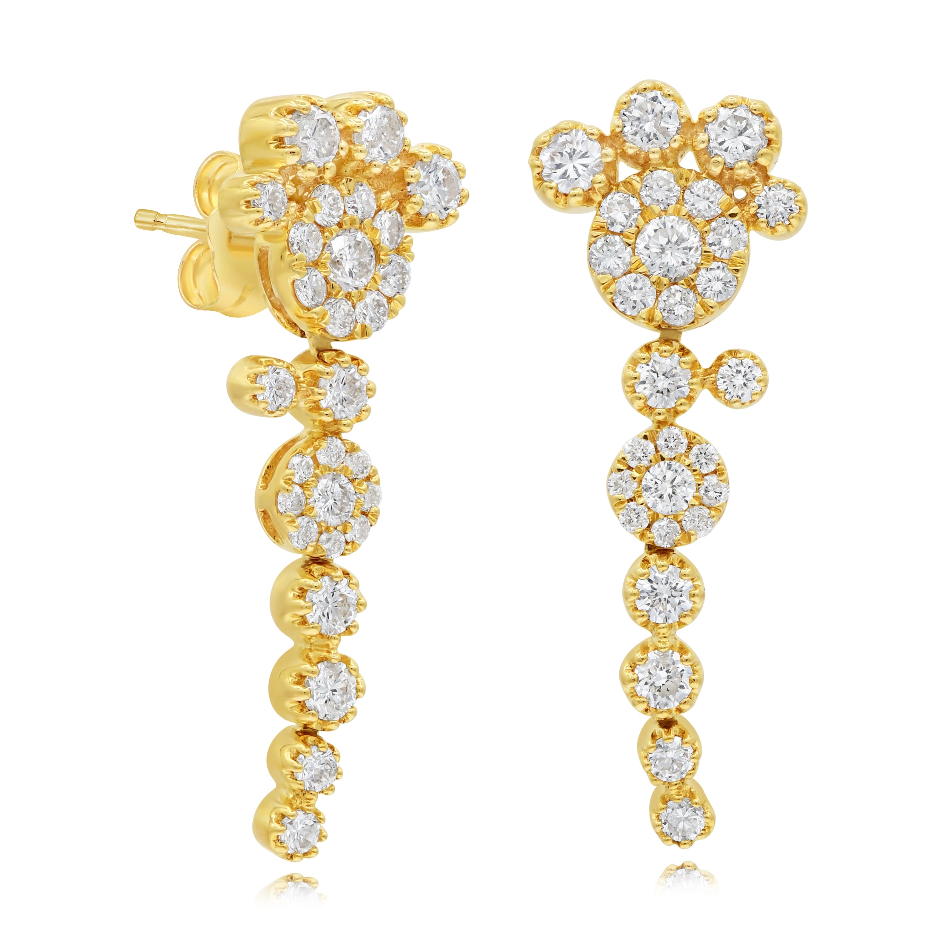 1.22 ct. Diamond 18K Yellow Gold Lotus Arc Drop Earrings