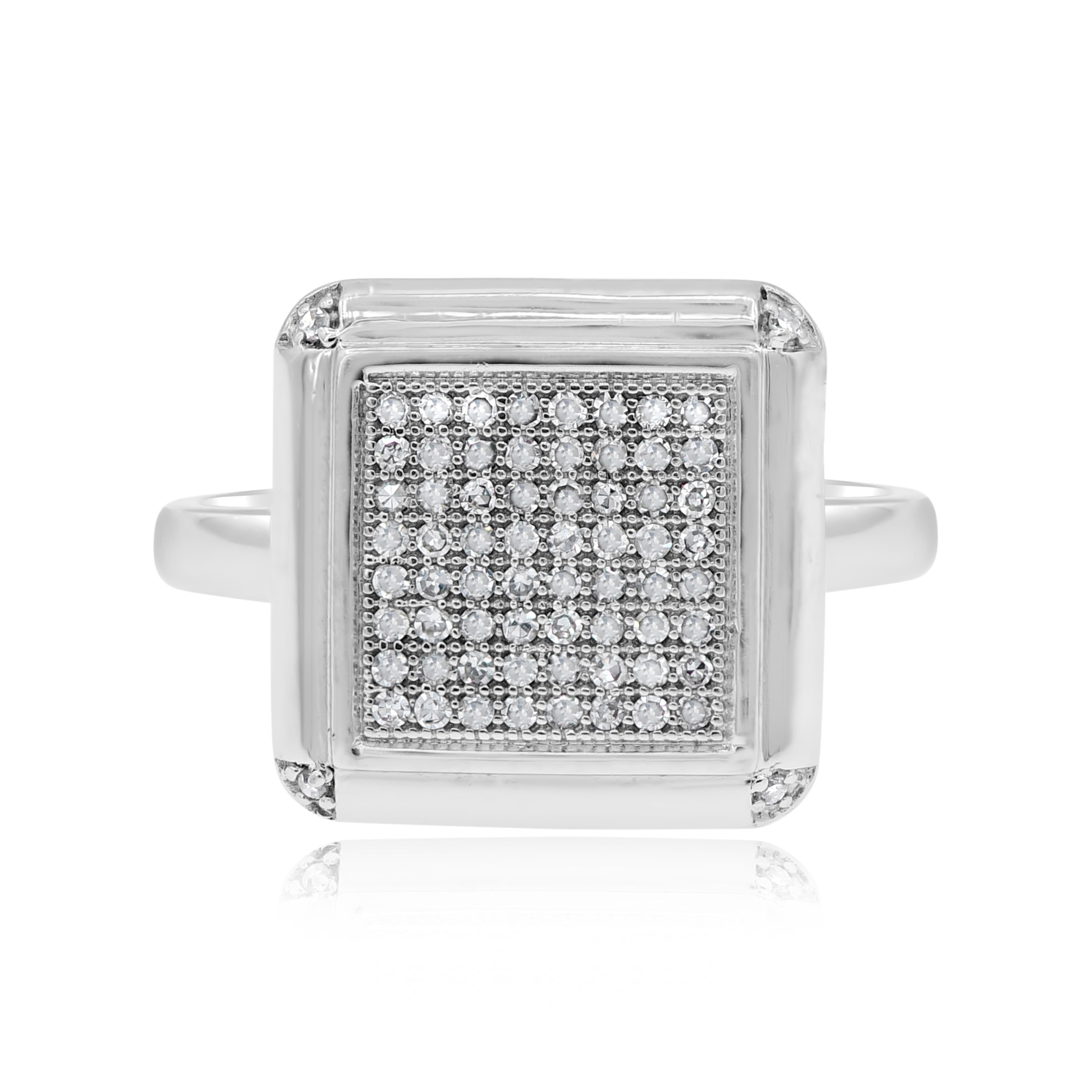0.23 ct. Diamond Cluster Square 14K White Gold Ring