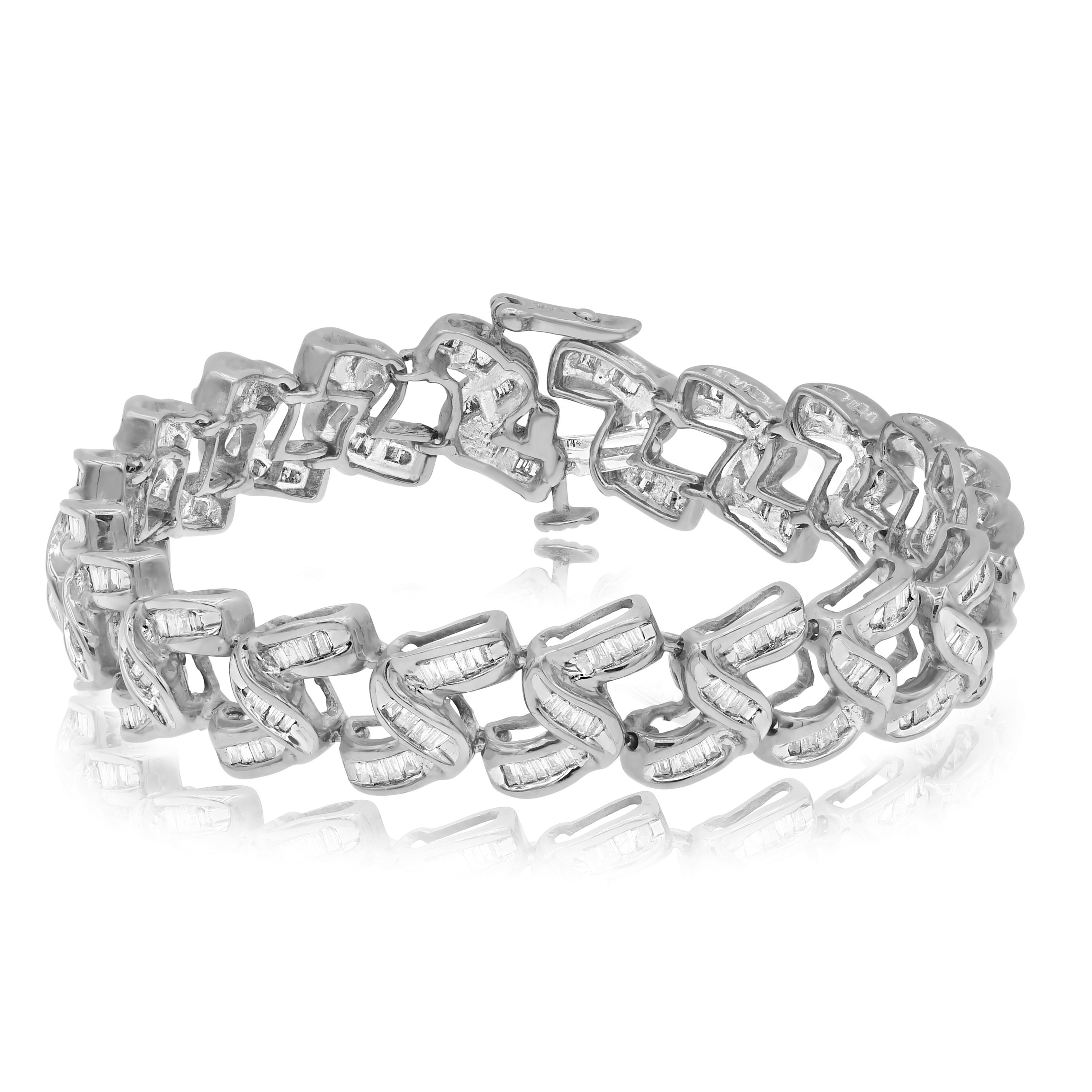 4 ct. Diamond 14K White Gold Cuban Link Chain Bracelet