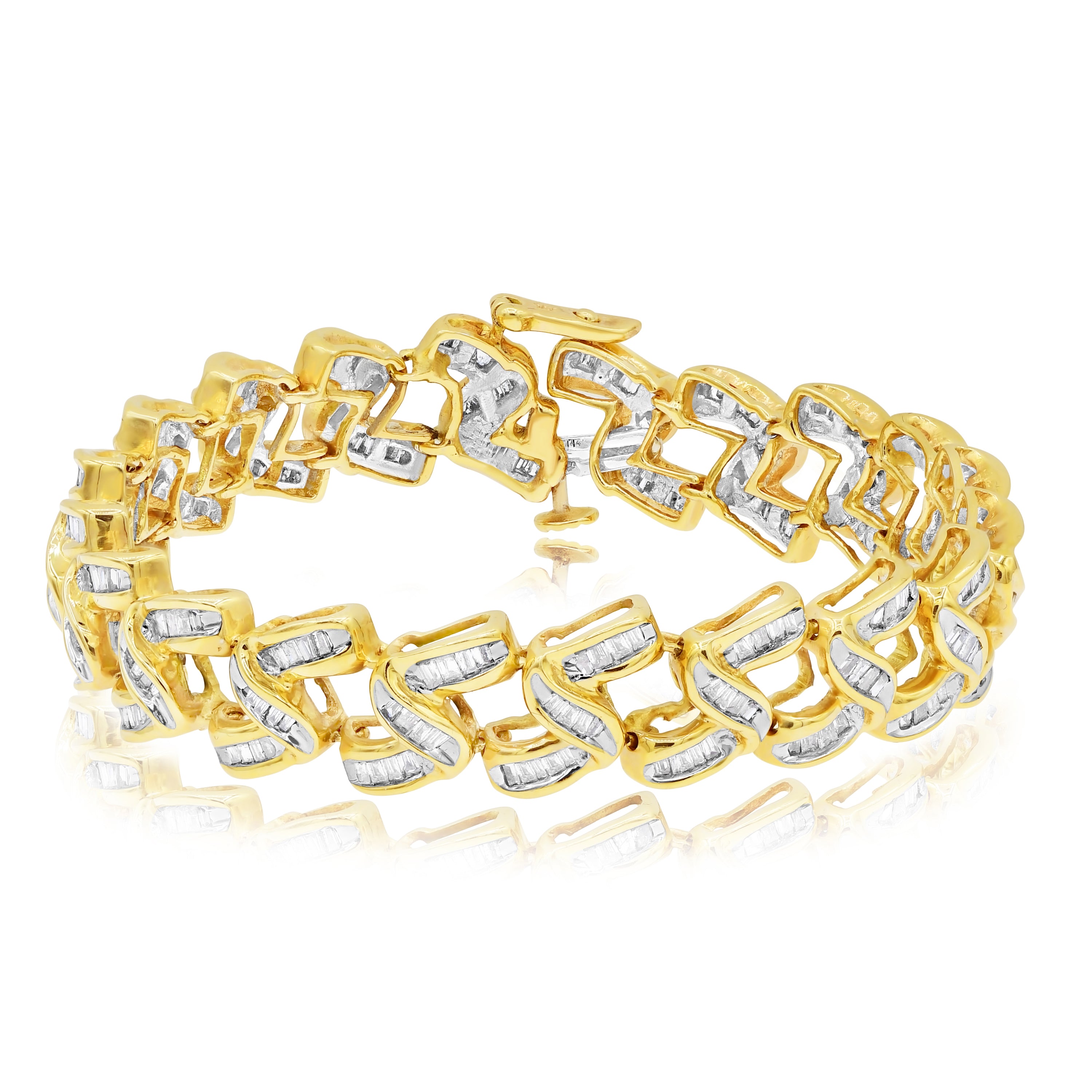 4 ct. Diamond 14K Yellow Gold Cuban Link Chain Bracelet
