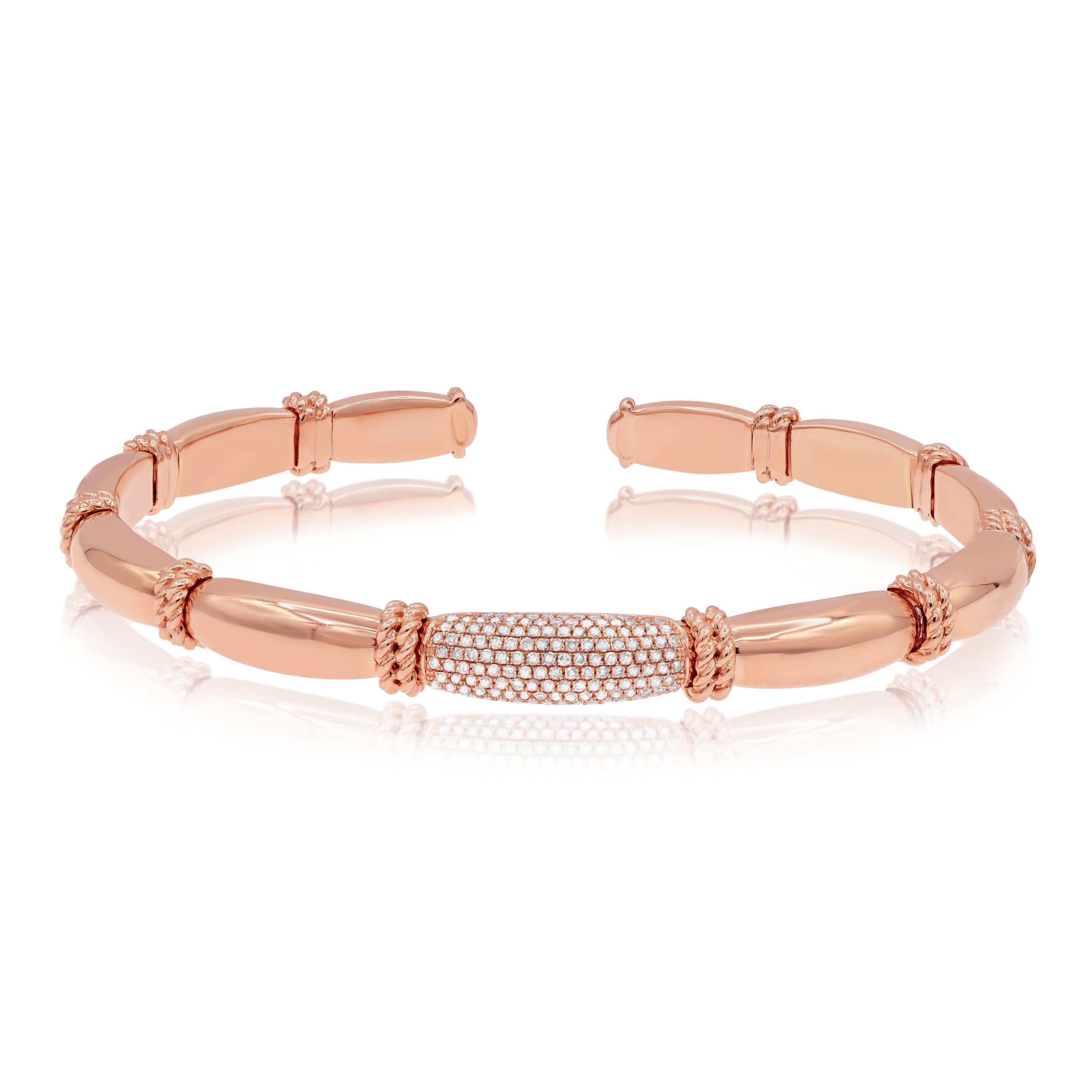 0.53 ct. Diamond 14K Rose Gold Open Bangle Bracelet