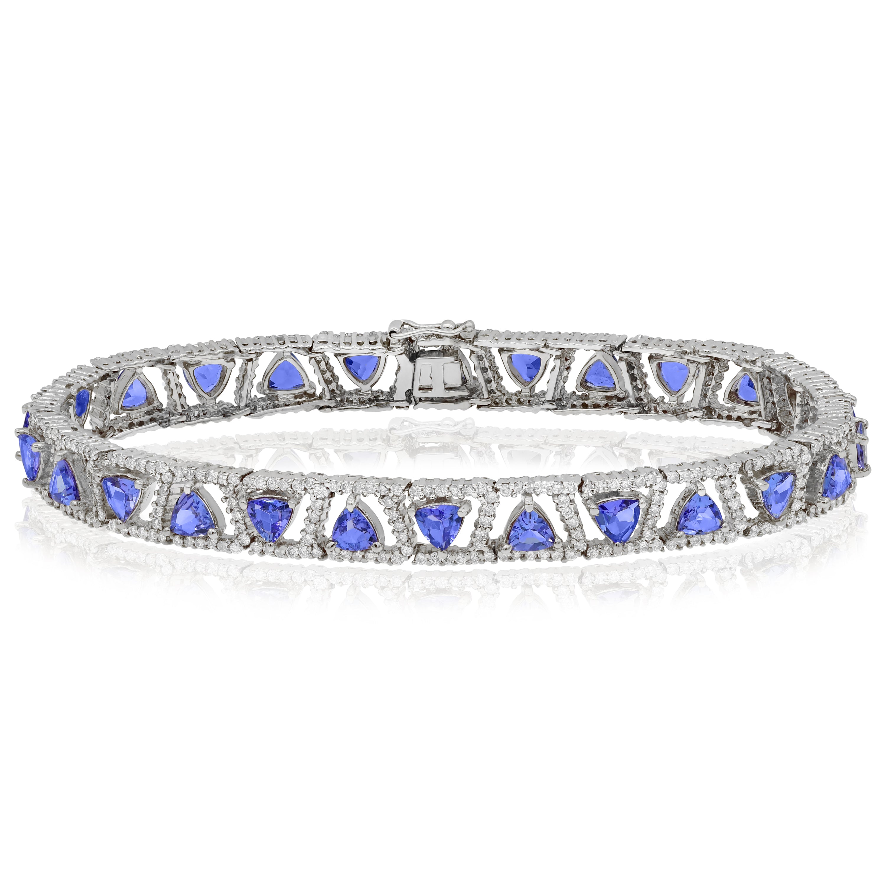 7.16 ct. Tanzanite & 4.2 ct. Diamond 14K White Gold Bracelet