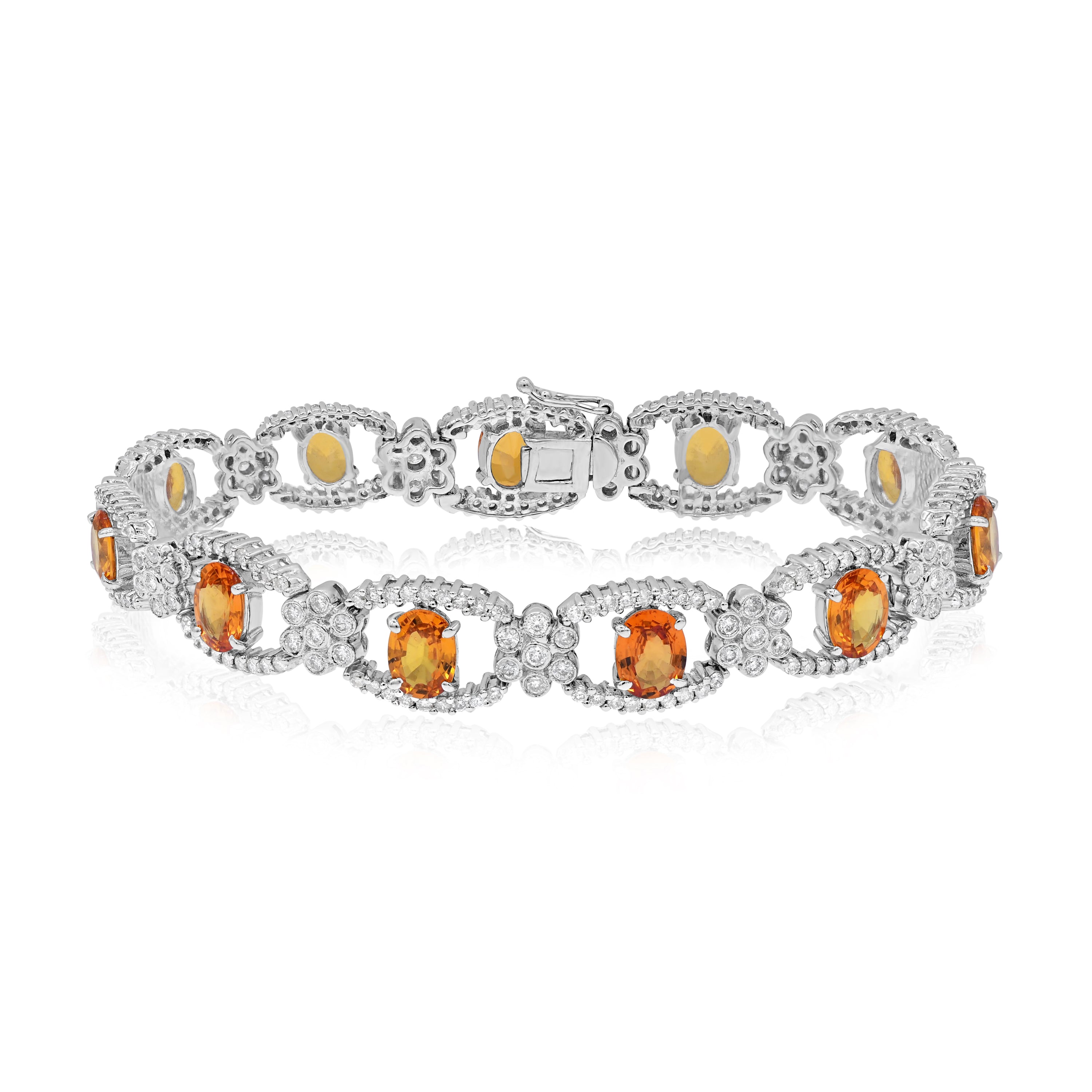 1.7 ct. Sapphire & 1.5 ct. Diamond 14K Two Tone Gold Halo Link Bracelet