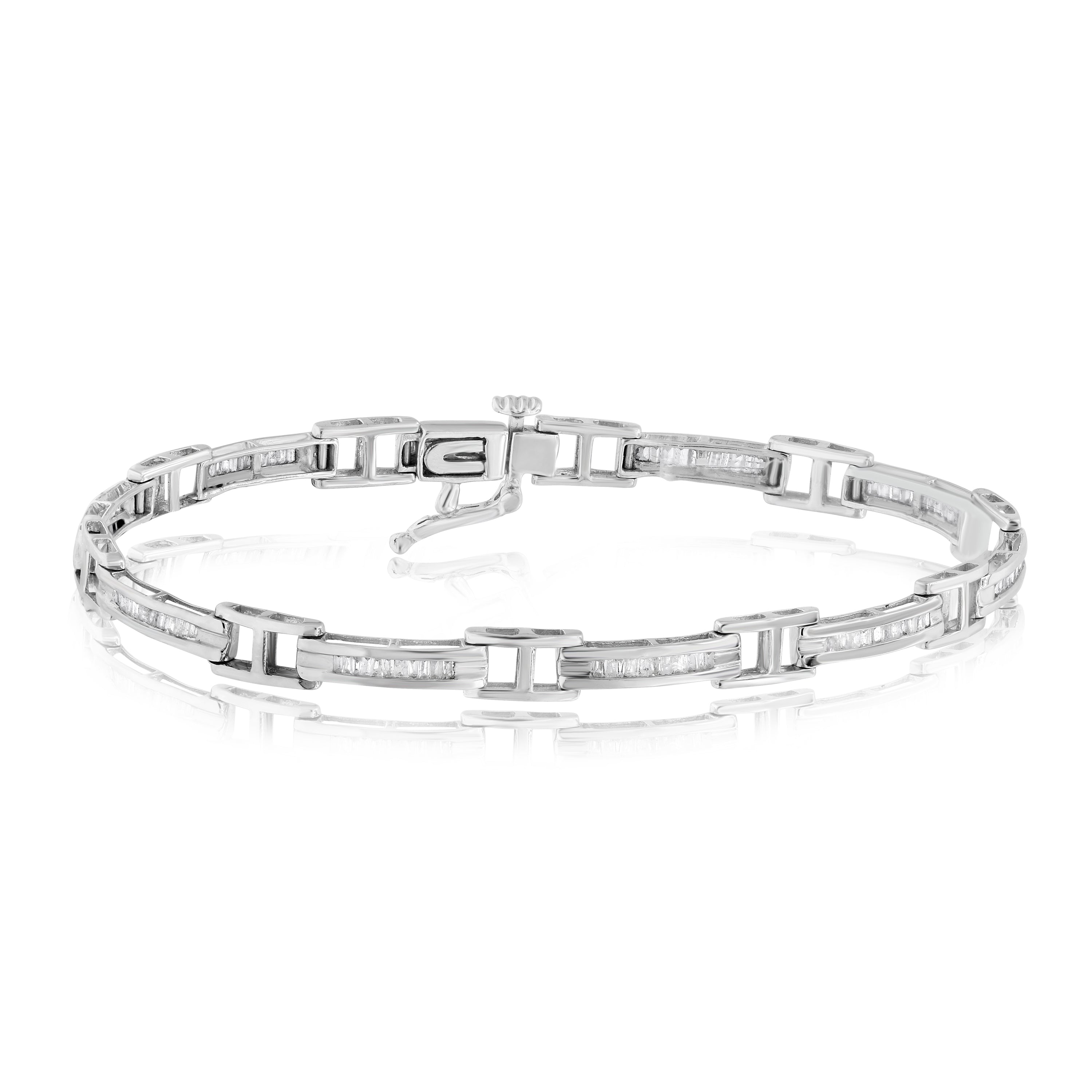 1 ct. Diamond Channel-Set Link 14K White Gold Tennis Bracelet