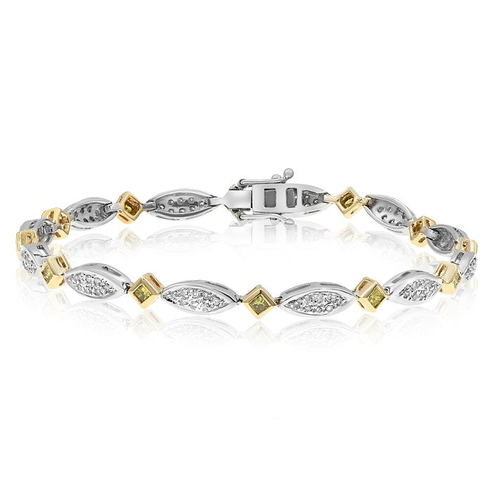 0.96 ct. Yellow & White Diamond 14K Two Tone Gold Tennis Bracelet