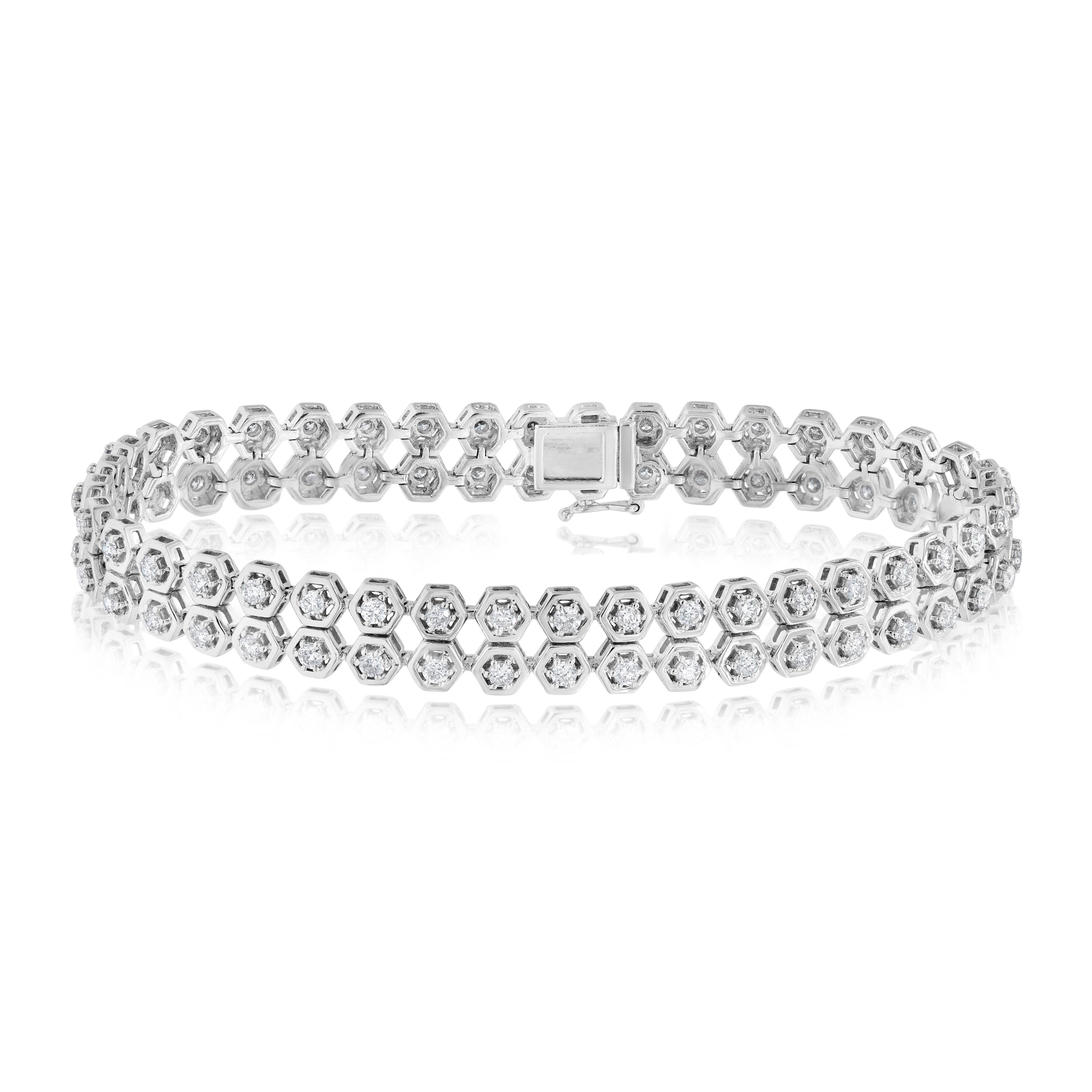 2.8 ct. Diamond 18K White Gold Double Row Tennis Bracelet