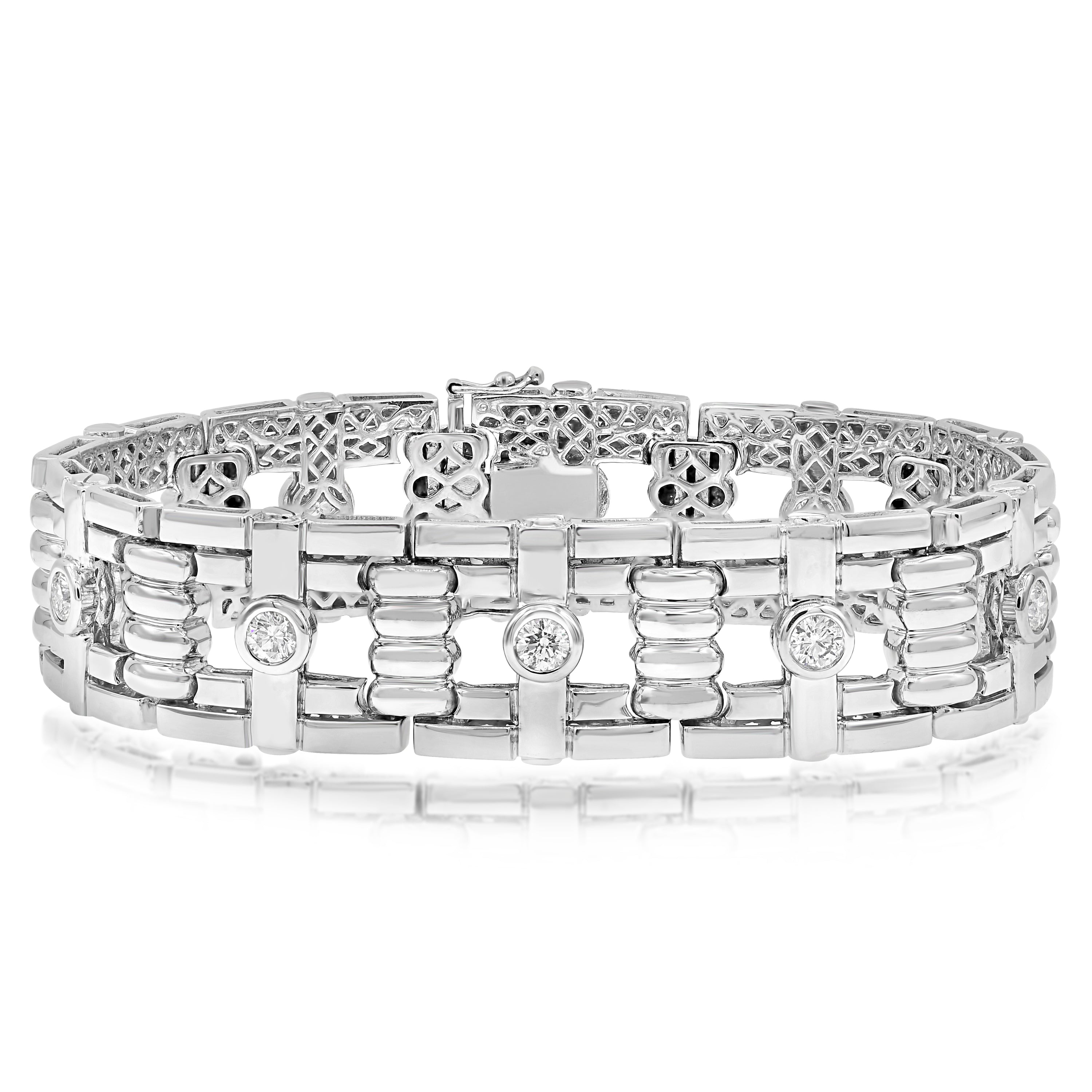 2.98 ct. Diamond 14K White Gold Men's Bracelet