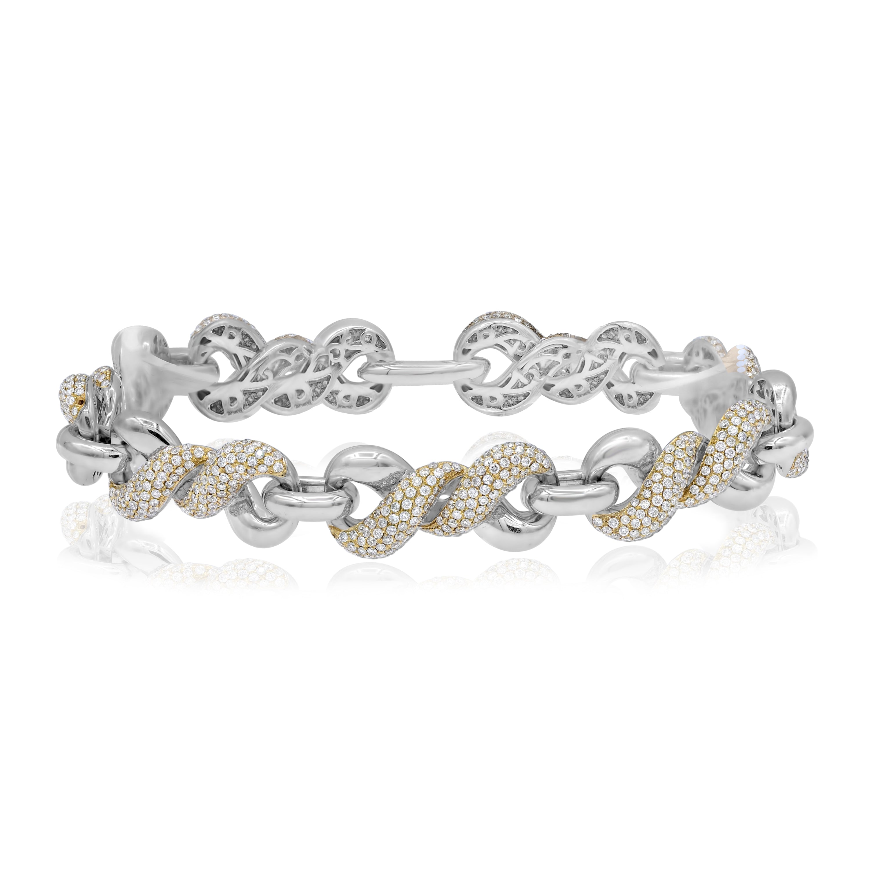 4.55 ct. Diamond 14K Two Tone Gold Wave Link Bracelet