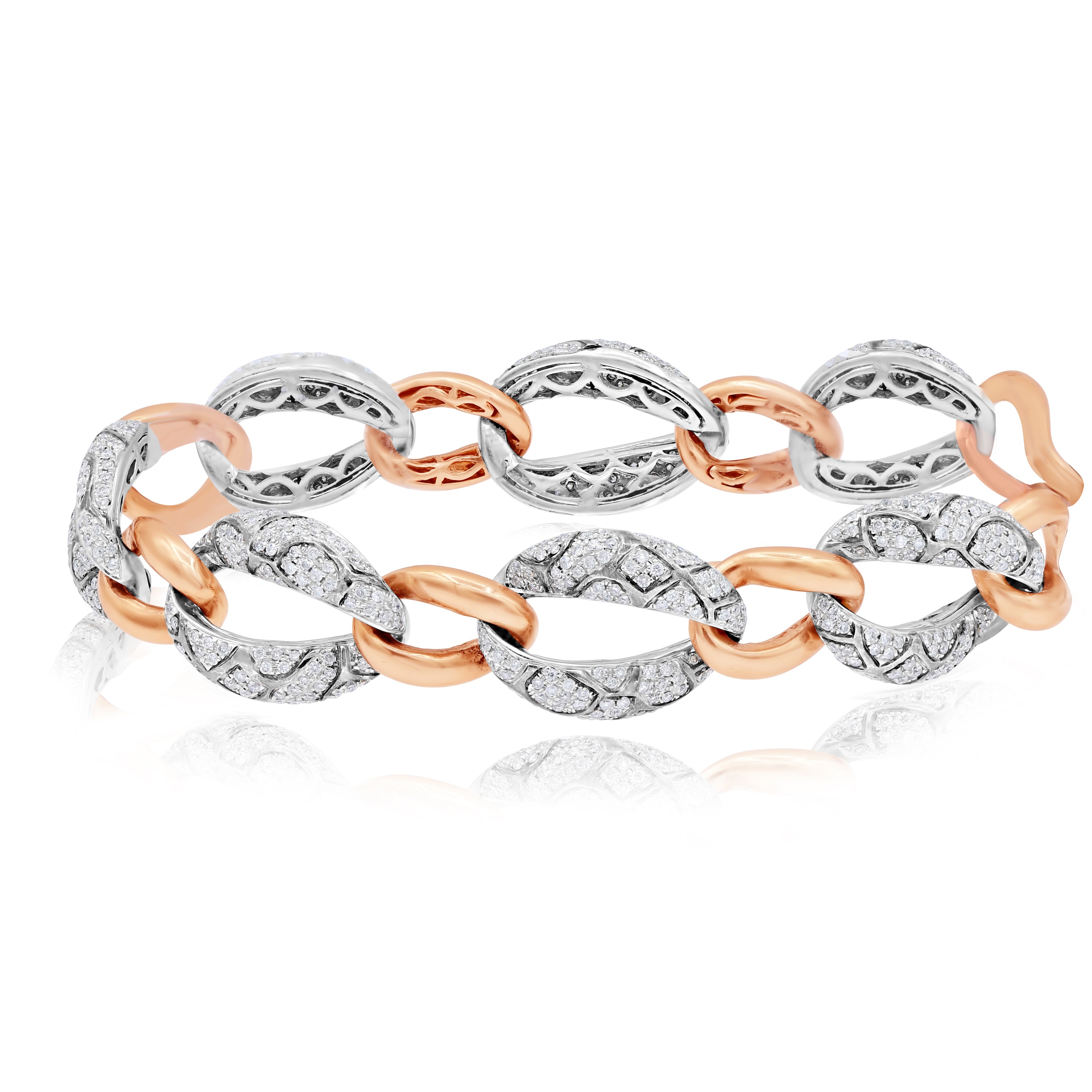 3.1 ct. Diamond 14K Two Tone Gold Cuban Link Bracelet