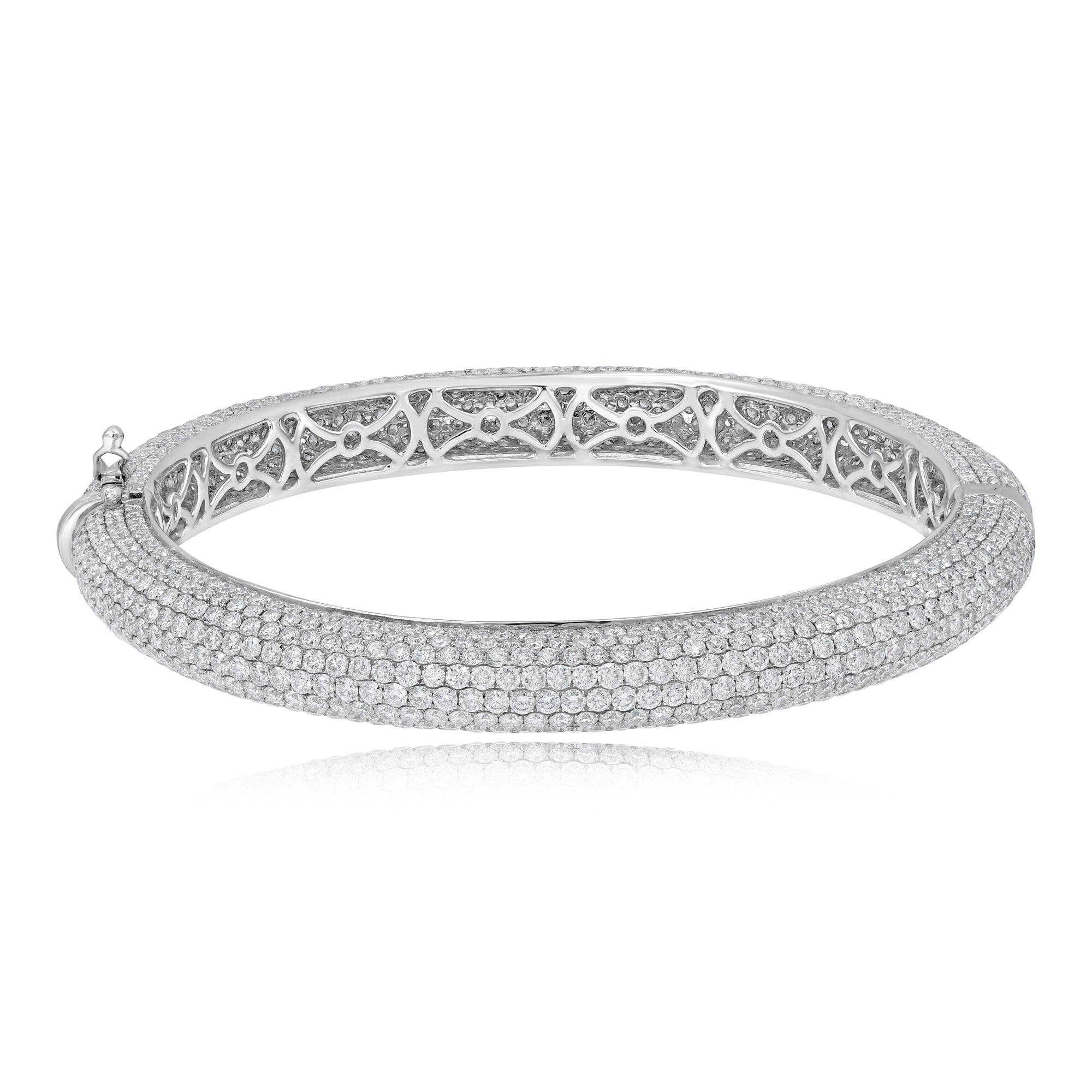 17.14 ct. Diamond 18K White Gold Micro Pave Bar Half Eternity Bagle Bracelet